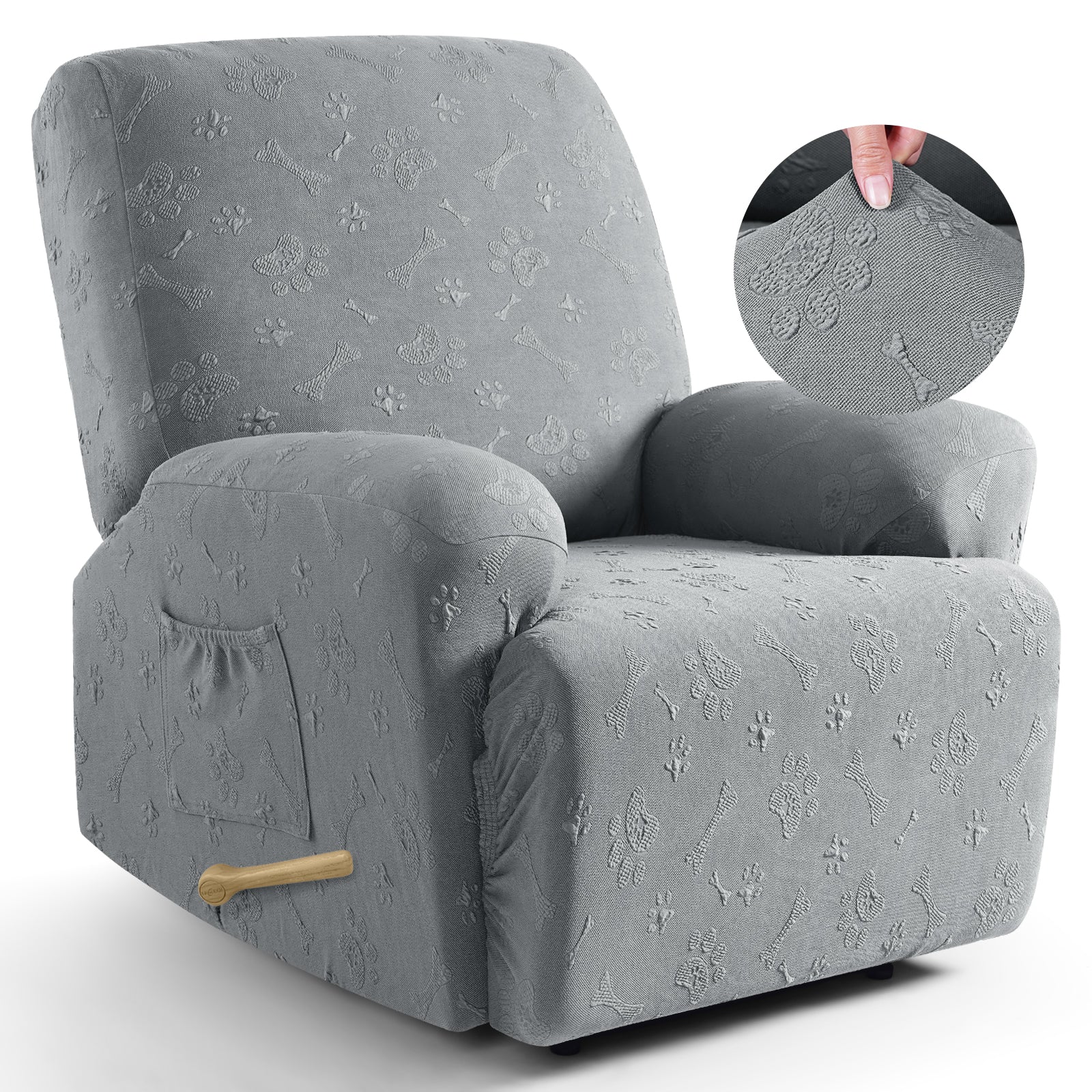 Ruaozz 4-Pieces Recliner Chair Covers Paw Reclining Chair Slipcovers, 1 Seat