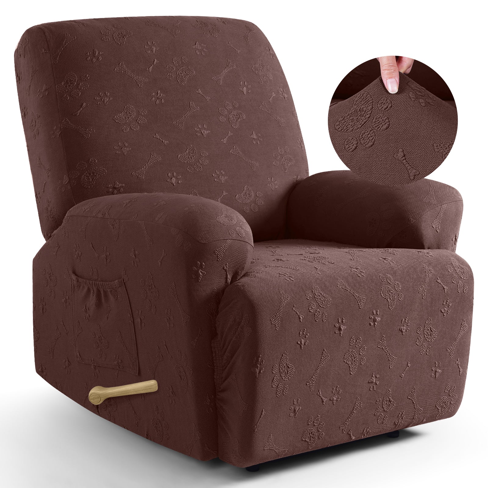 Ruaozz 4-Pieces Recliner Chair Covers Paw Reclining Chair Slipcovers, 1 Seat