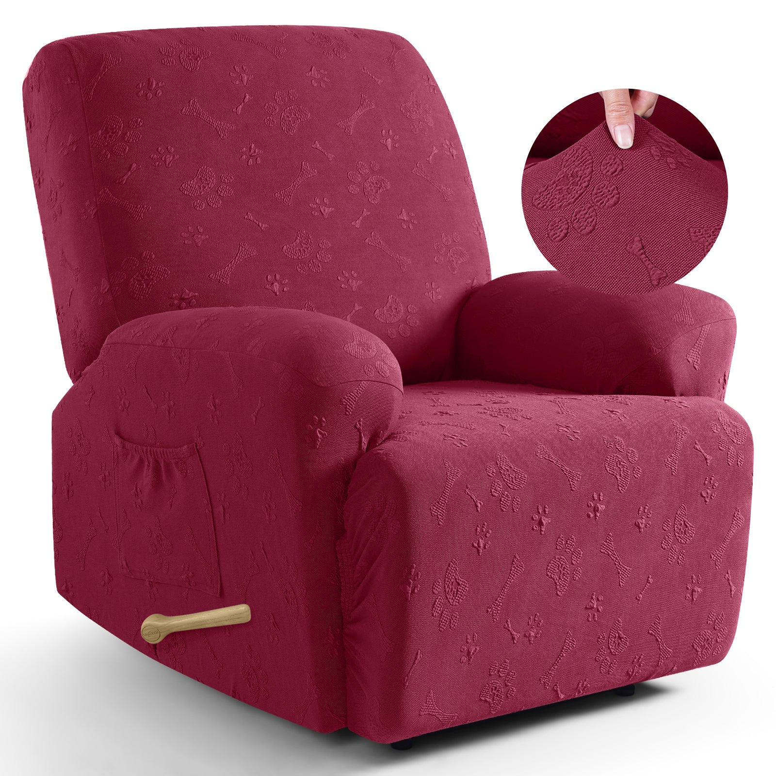 Ruaozz 4-Pieces Recliner Chair Covers Paw Reclining Chair Slipcovers, 1 Seat