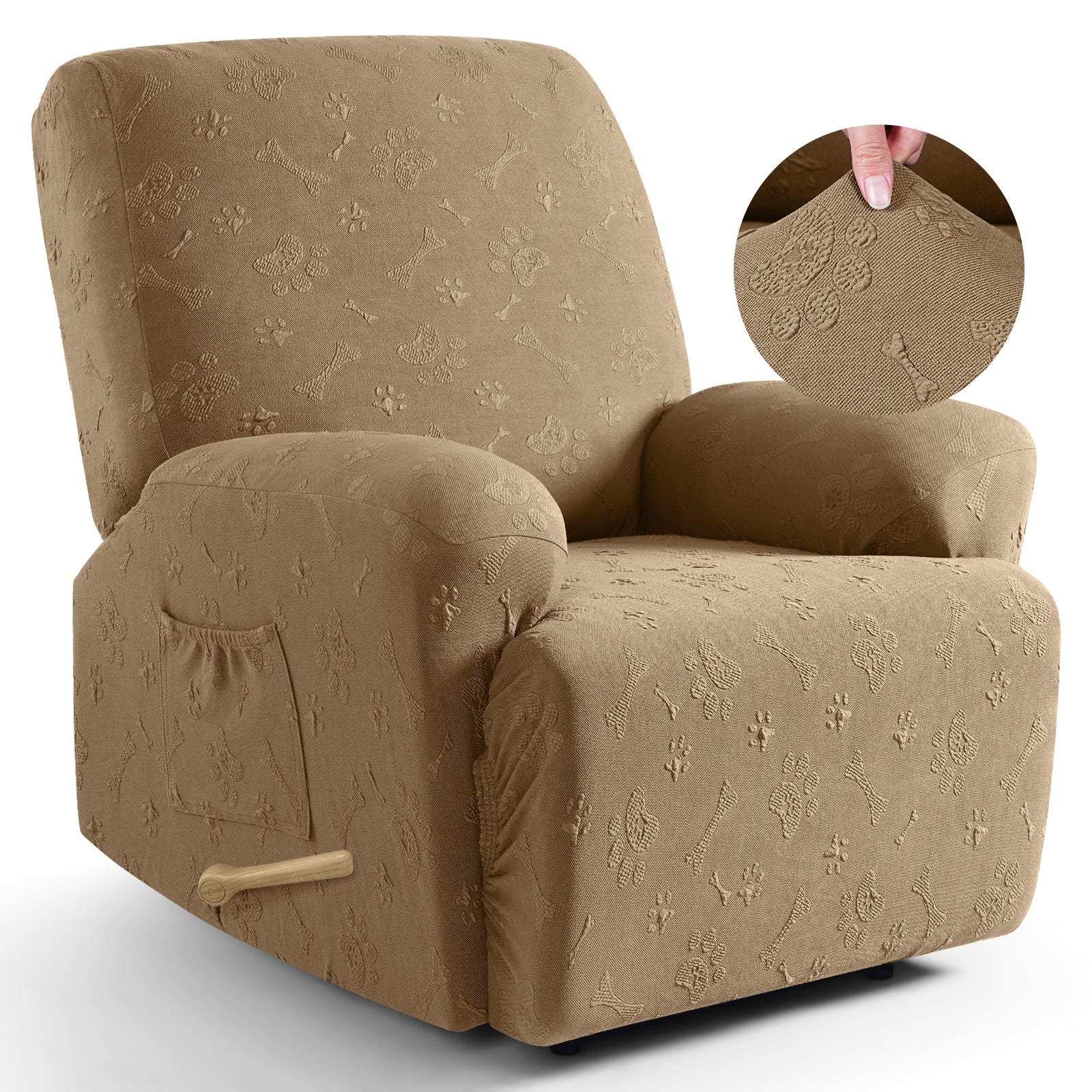 Ruaozz 4-Pieces Recliner Chair Covers Paw Reclining Chair Slipcovers, 1 Seat