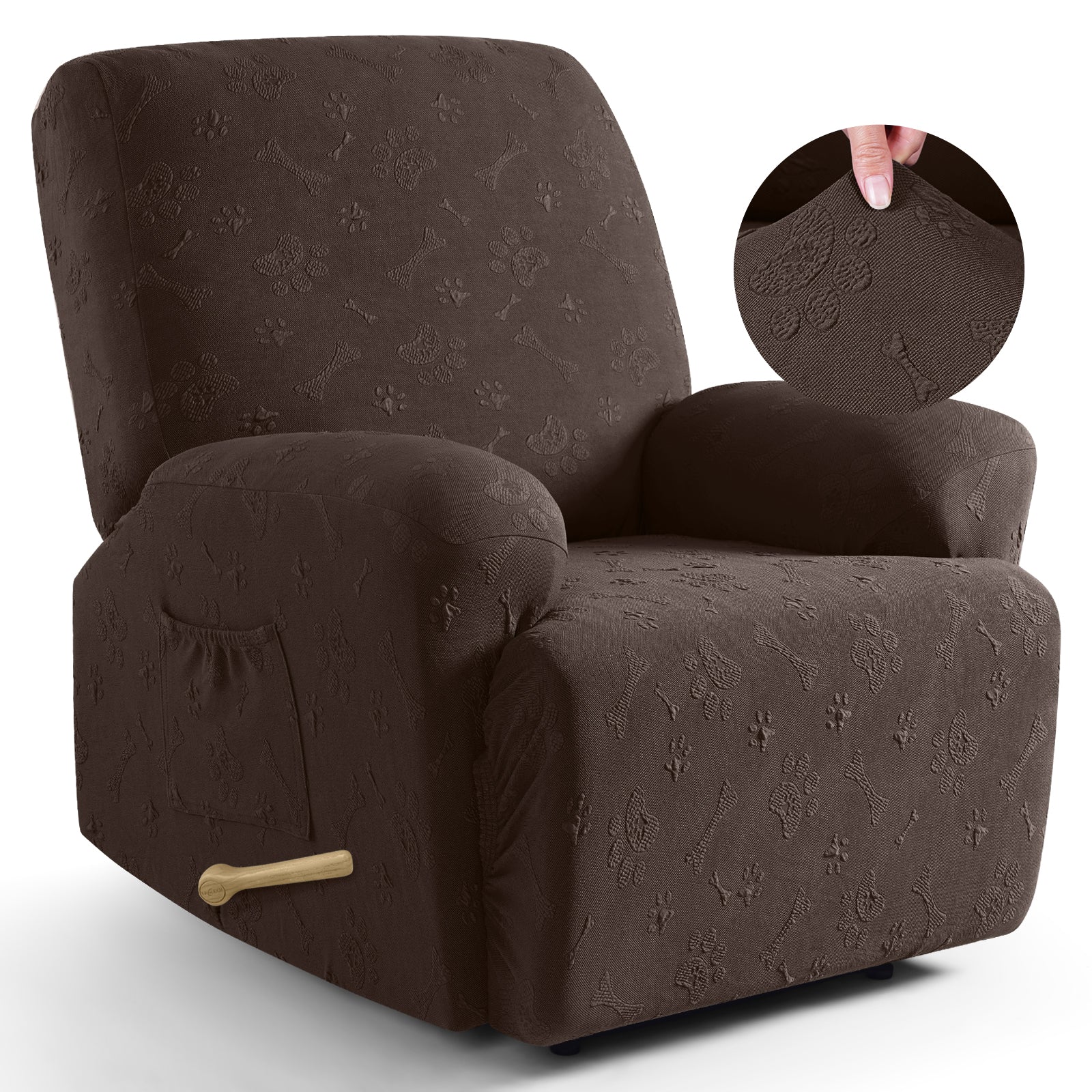 Ruaozz 4-Pieces Recliner Chair Covers Paw Reclining Chair Slipcovers, 1 Seat