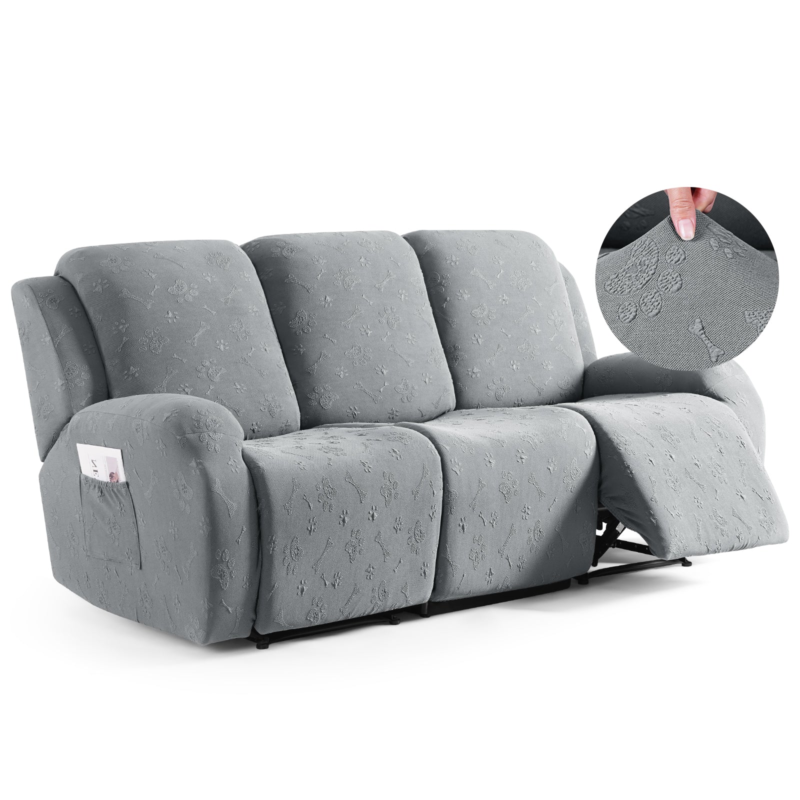 Ruaozz Recliner Sofa Covers Paw Reclining Couch Slipcovers, 2 Seat/3 Seat