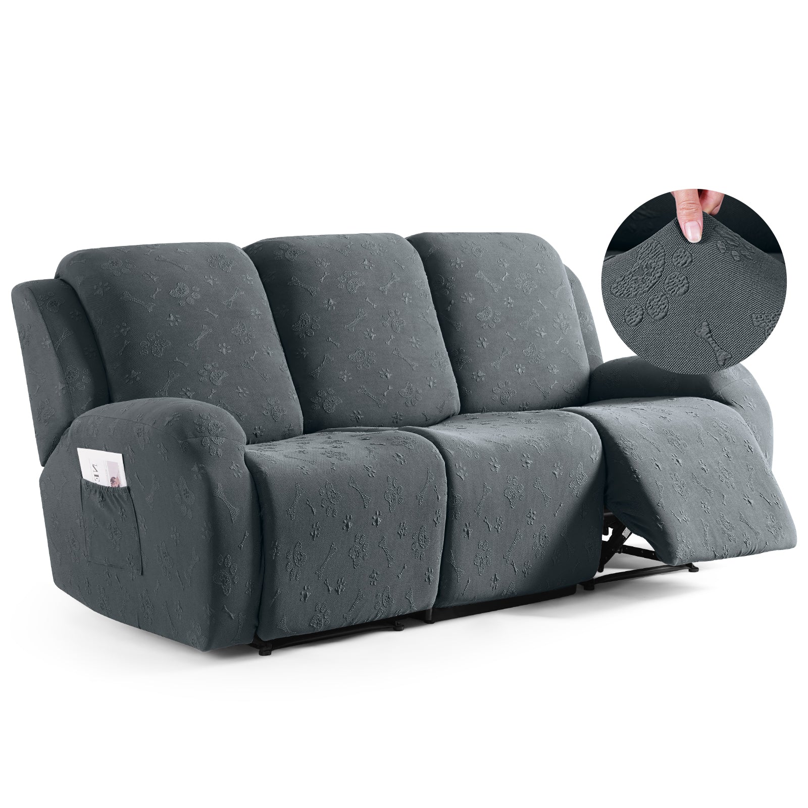 Ruaozz Recliner Sofa Covers Paw Reclining Couch Slipcovers, 2 Seat/3 Seat