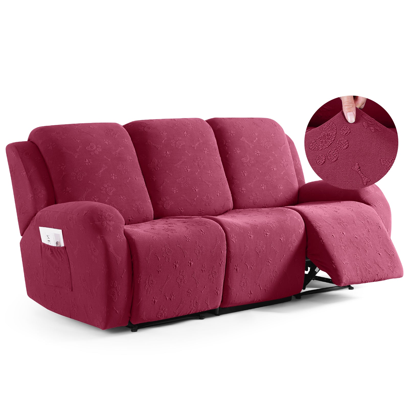 Ruaozz Recliner Sofa Covers Paw Reclining Couch Slipcovers, 2 Seat/3 Seat