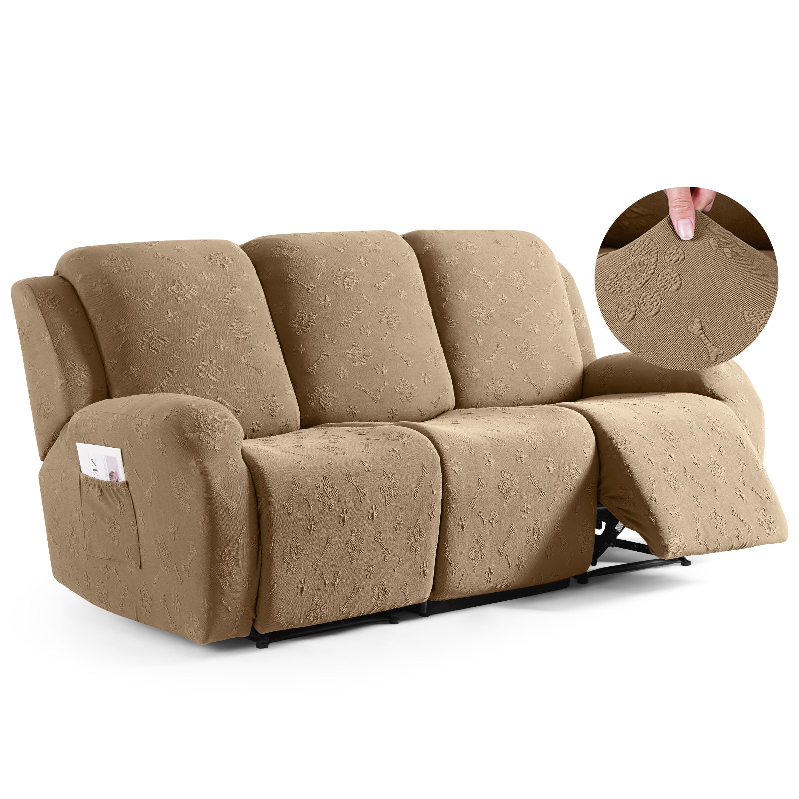 Ruaozz Recliner Sofa Covers Paw Reclining Couch Slipcovers, 2 Seat/3 Seat