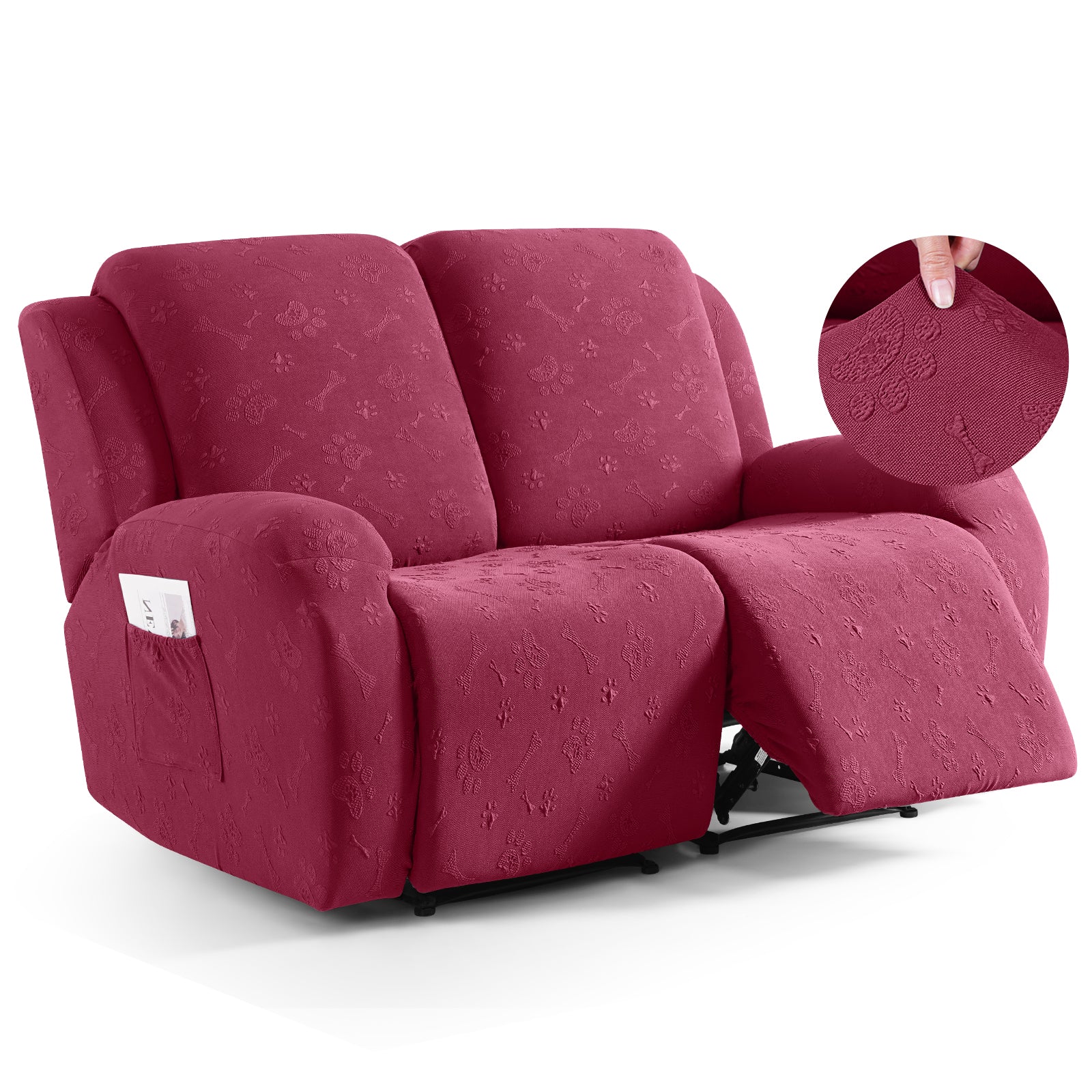 Ruaozz Recliner Sofa Covers Paw Reclining Couch Slipcovers, 2 Seat/3 Seat