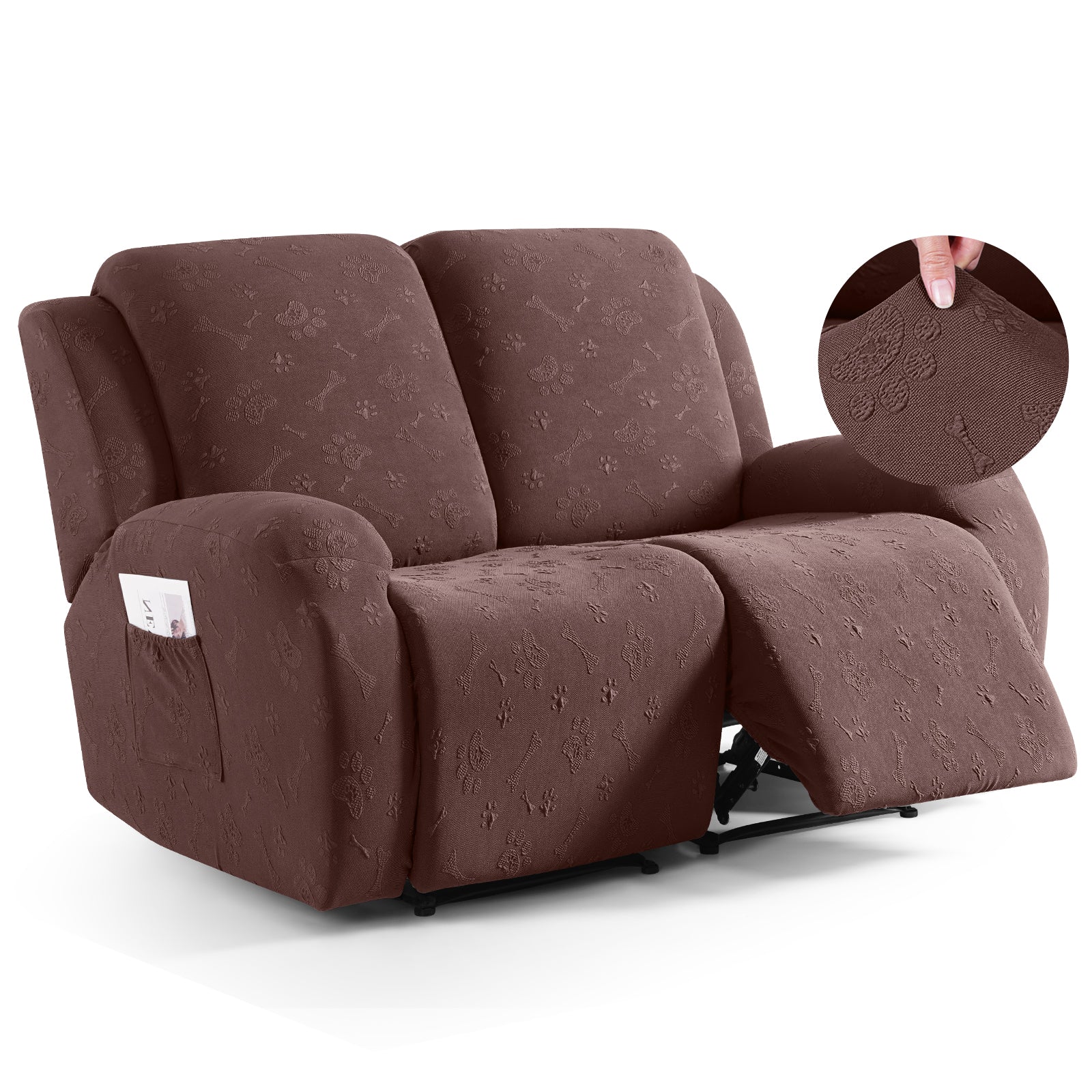 Ruaozz Recliner Sofa Covers Paw Reclining Couch Slipcovers, 2 Seat/3 Seat