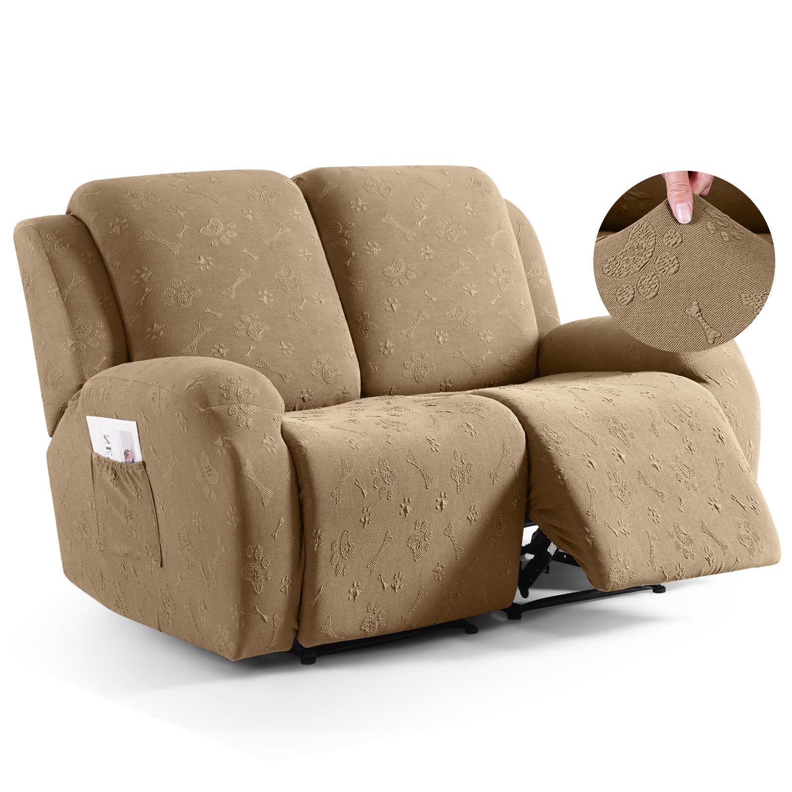 Ruaozz Recliner Sofa Covers Paw Reclining Couch Slipcovers, 2 Seat/3 Seat
