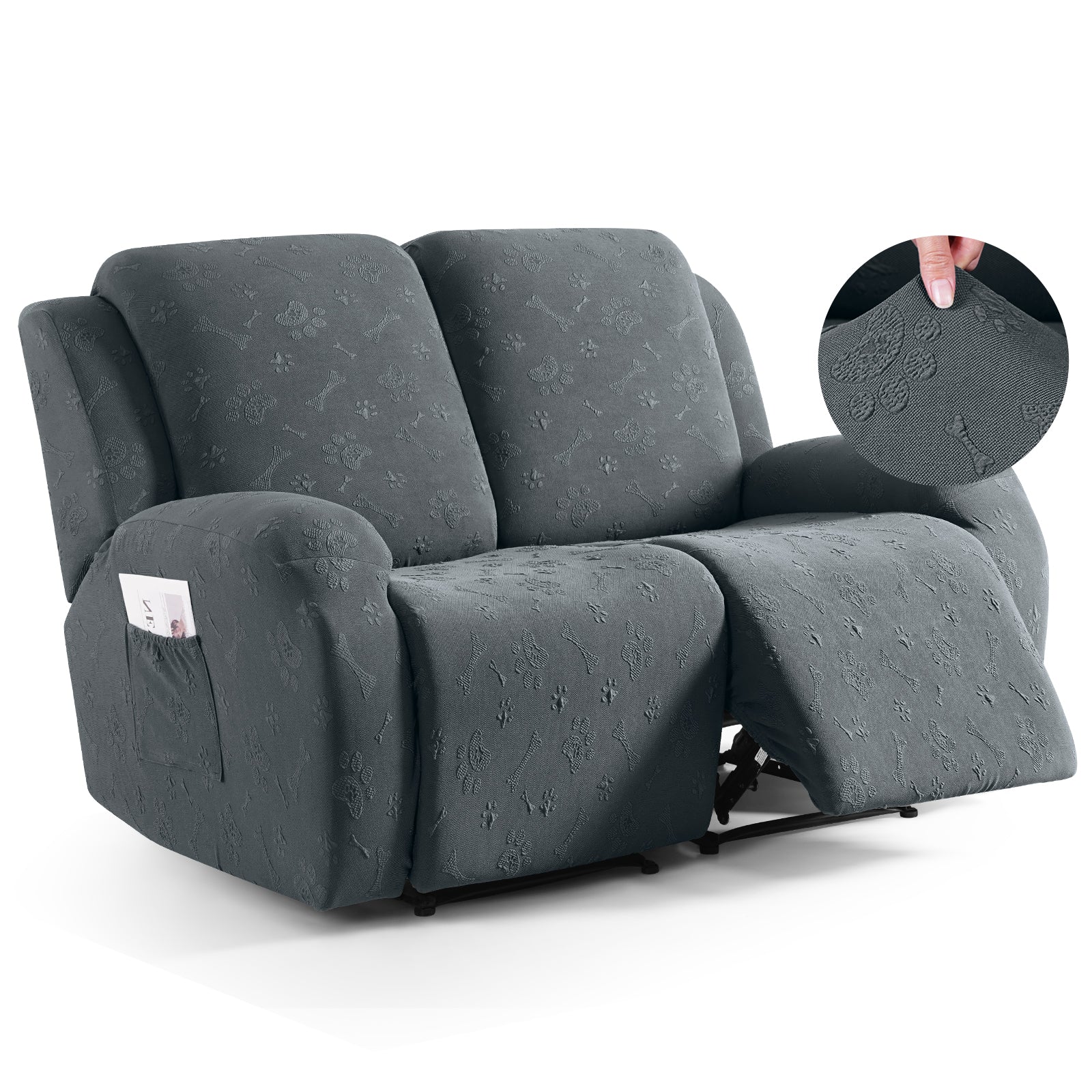 Ruaozz Recliner Sofa Covers Paw Reclining Couch Slipcovers, 2 Seat/3 Seat