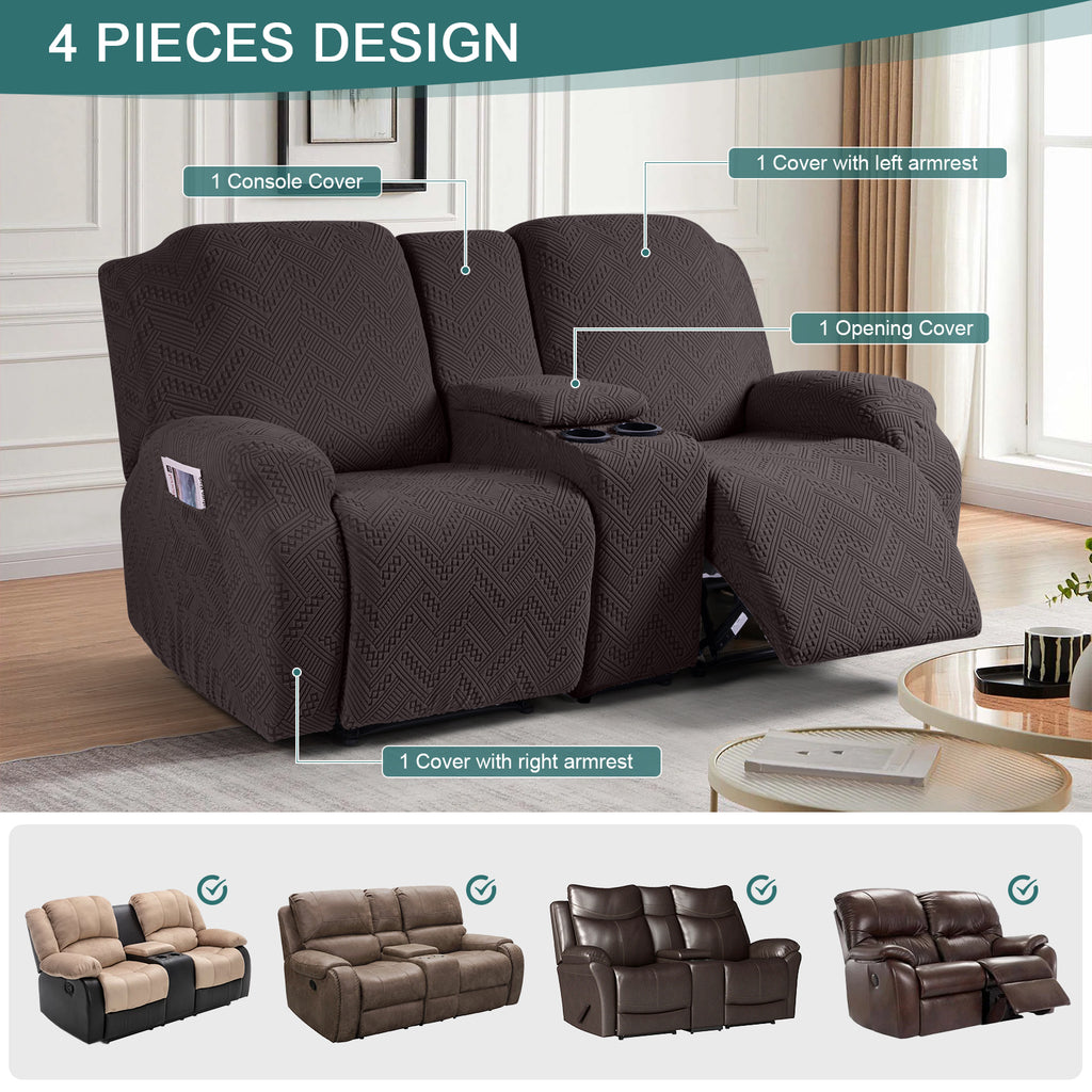 Ruaozz Stretch Recliner Sofa Covers with Console