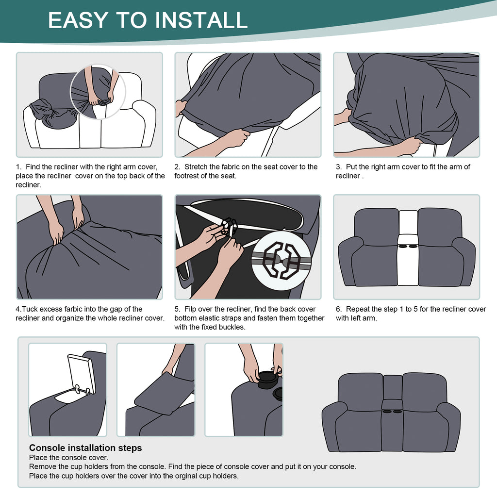 Ruaozz Stretch Recliner Sofa Covers with Console