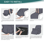 Ruaozz 3 Pieces Recliner Chair Covers Stretch Reclining Chair Slipcover, 1 Seat/ XL 1 Seat