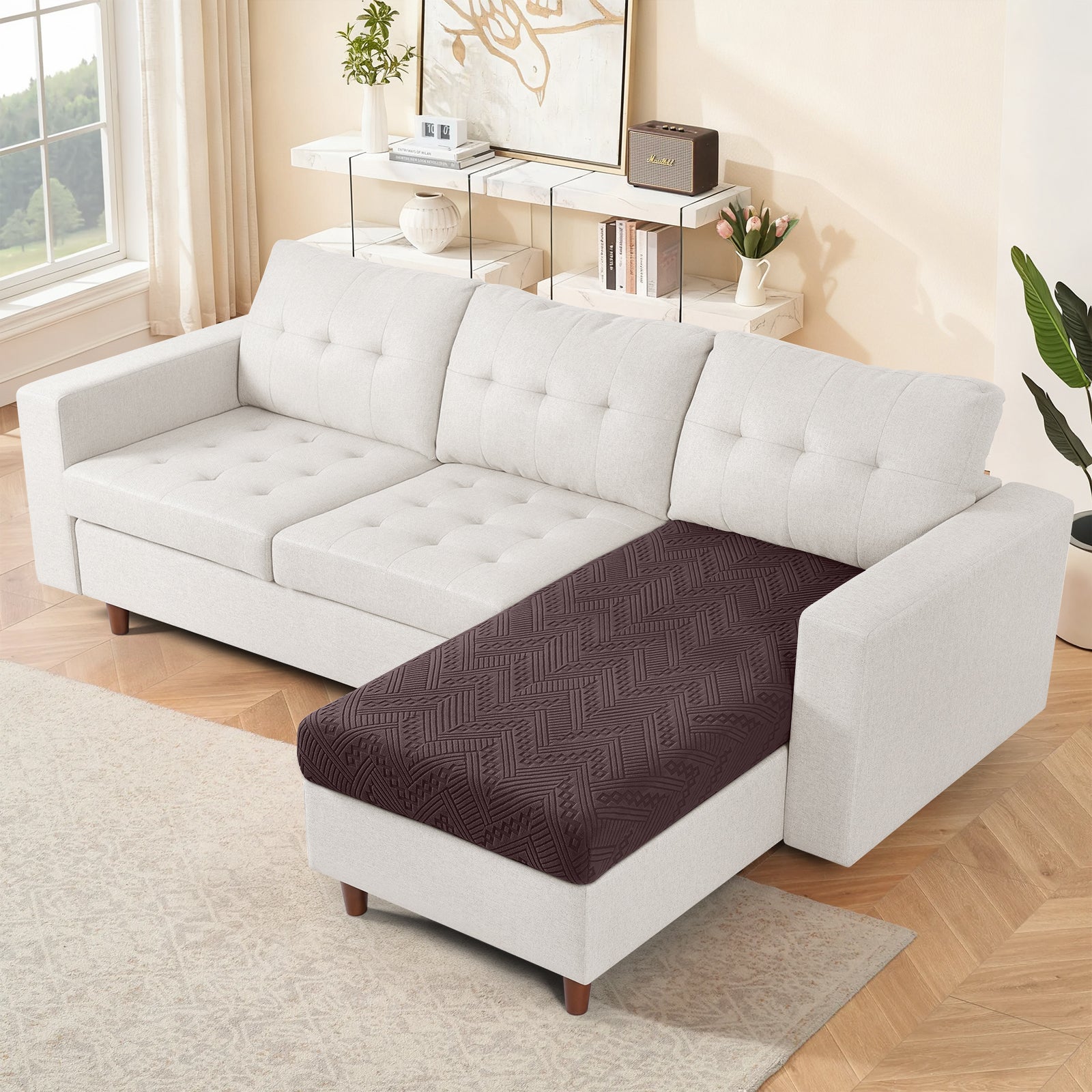 Ruaozz Seational Couch Cushion Covers L Shaped Sofa Covers