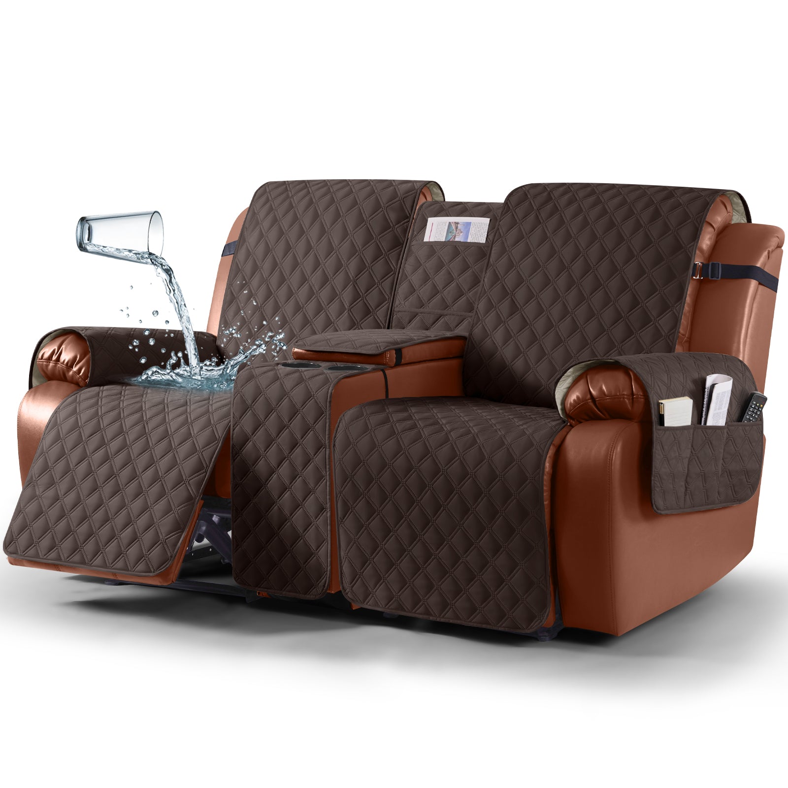 Ruaozz Waterproof Loveseat Recliner Covers with Console