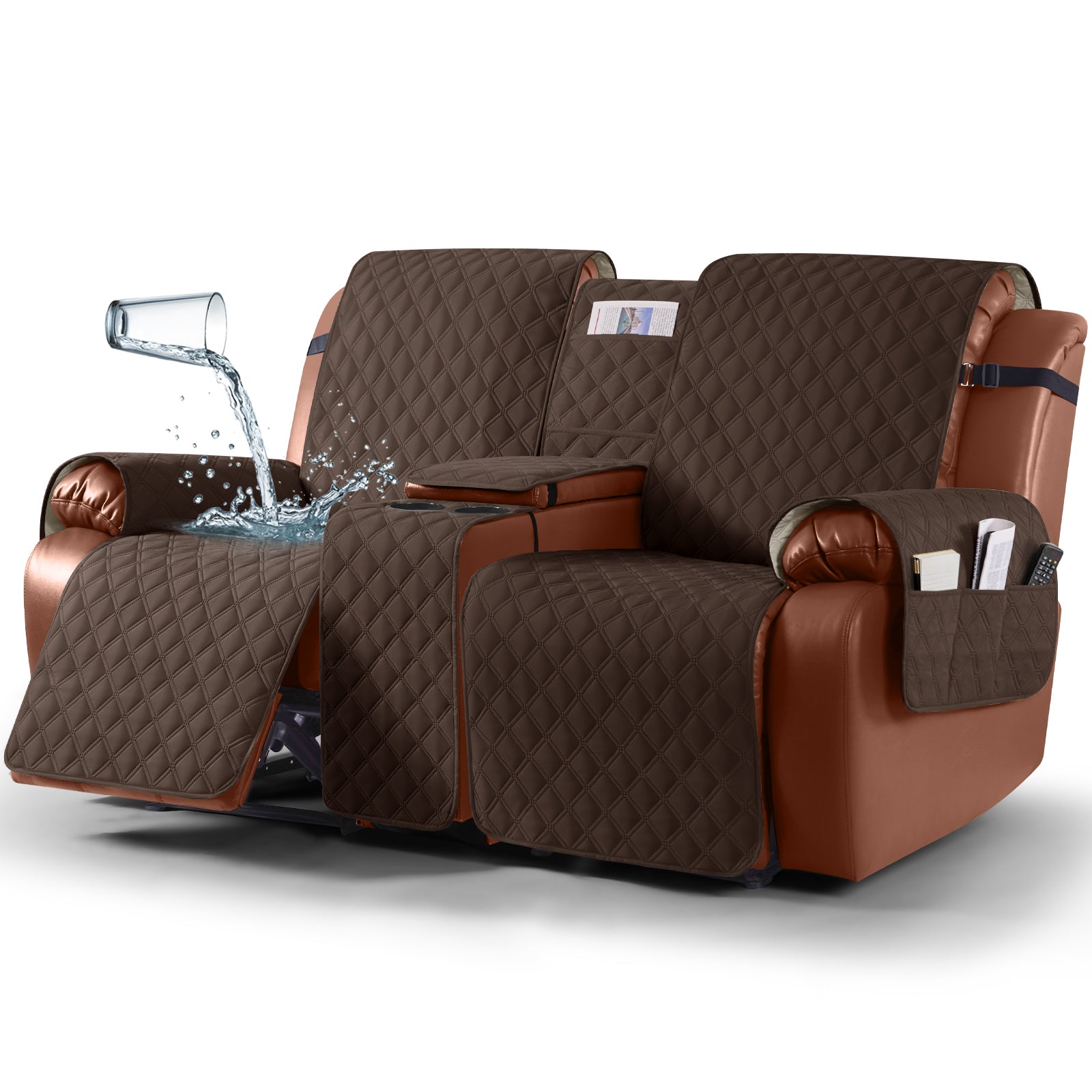 Ruaozz Waterproof Loveseat Recliner Covers with Console