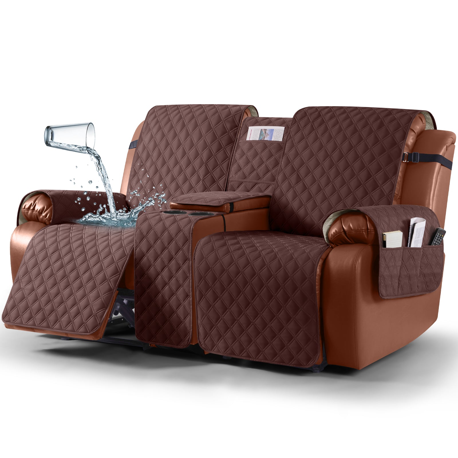 Ruaozz Waterproof Loveseat Recliner Covers with Console