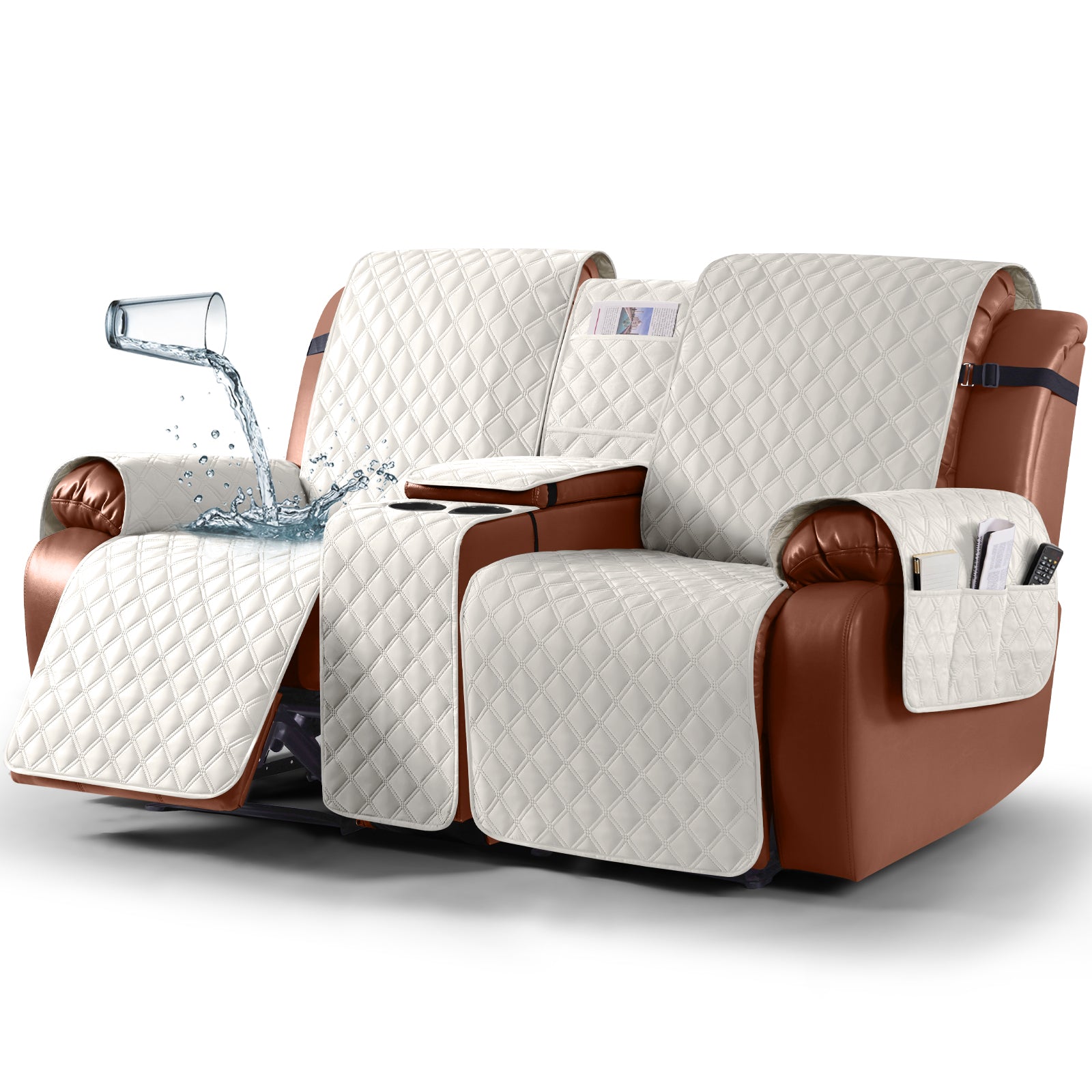 Ruaozz Waterproof Loveseat Recliner Covers with Console