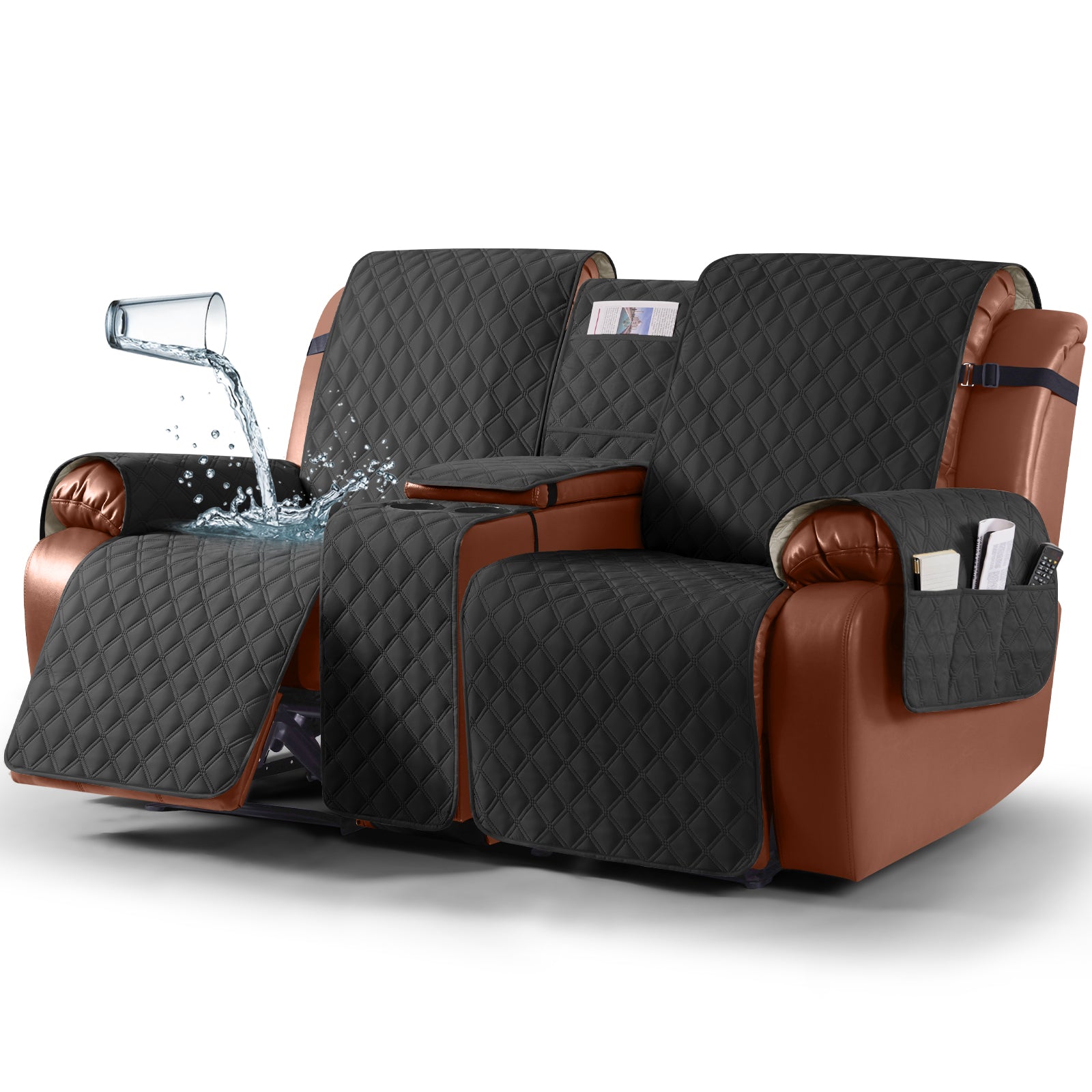 Ruaozz Waterproof Loveseat Recliner Covers with Console