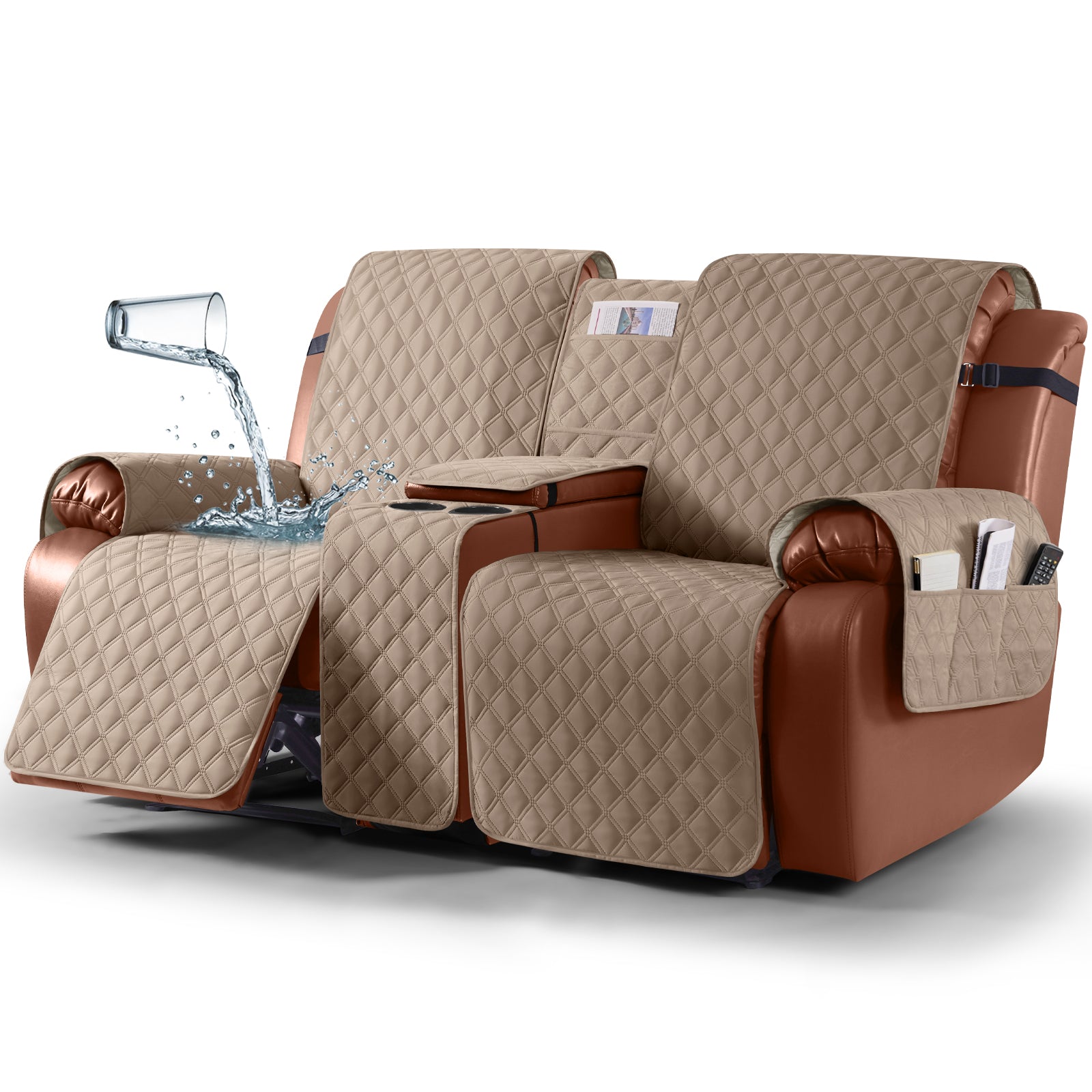Ruaozz Waterproof Loveseat Recliner Covers with Console