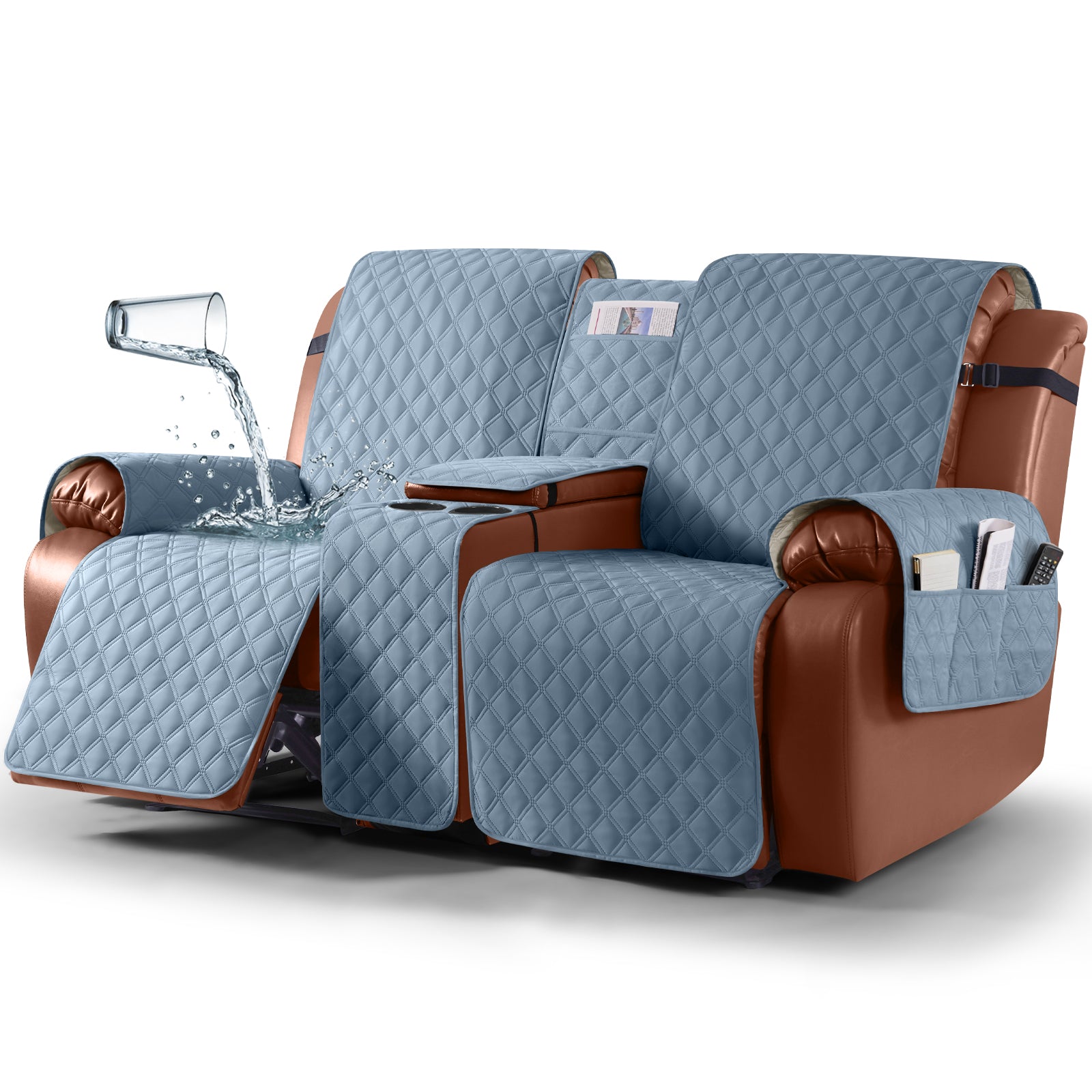 Ruaozz Waterproof Loveseat Recliner Covers with Console