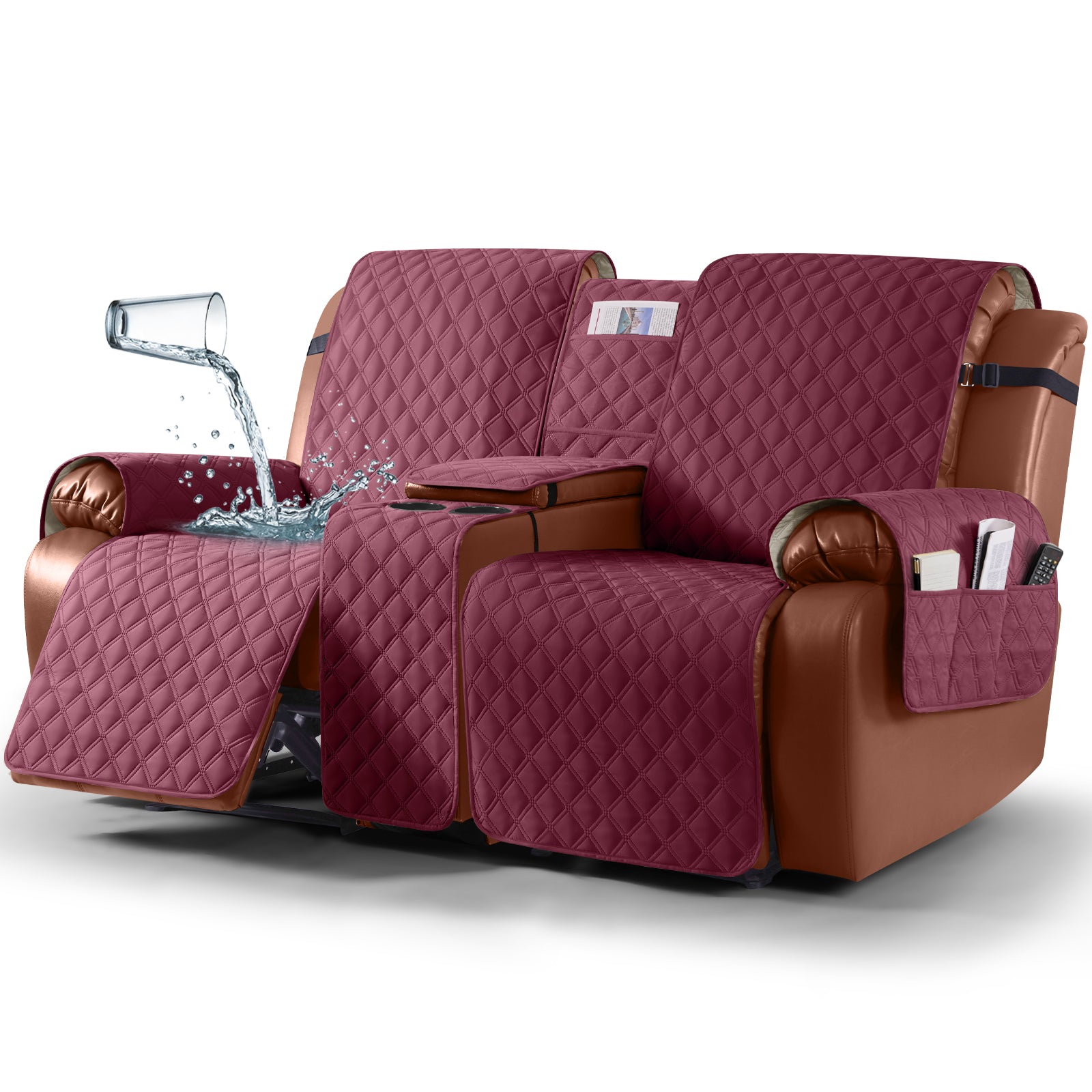 Ruaozz Waterproof Loveseat Recliner Covers with Console
