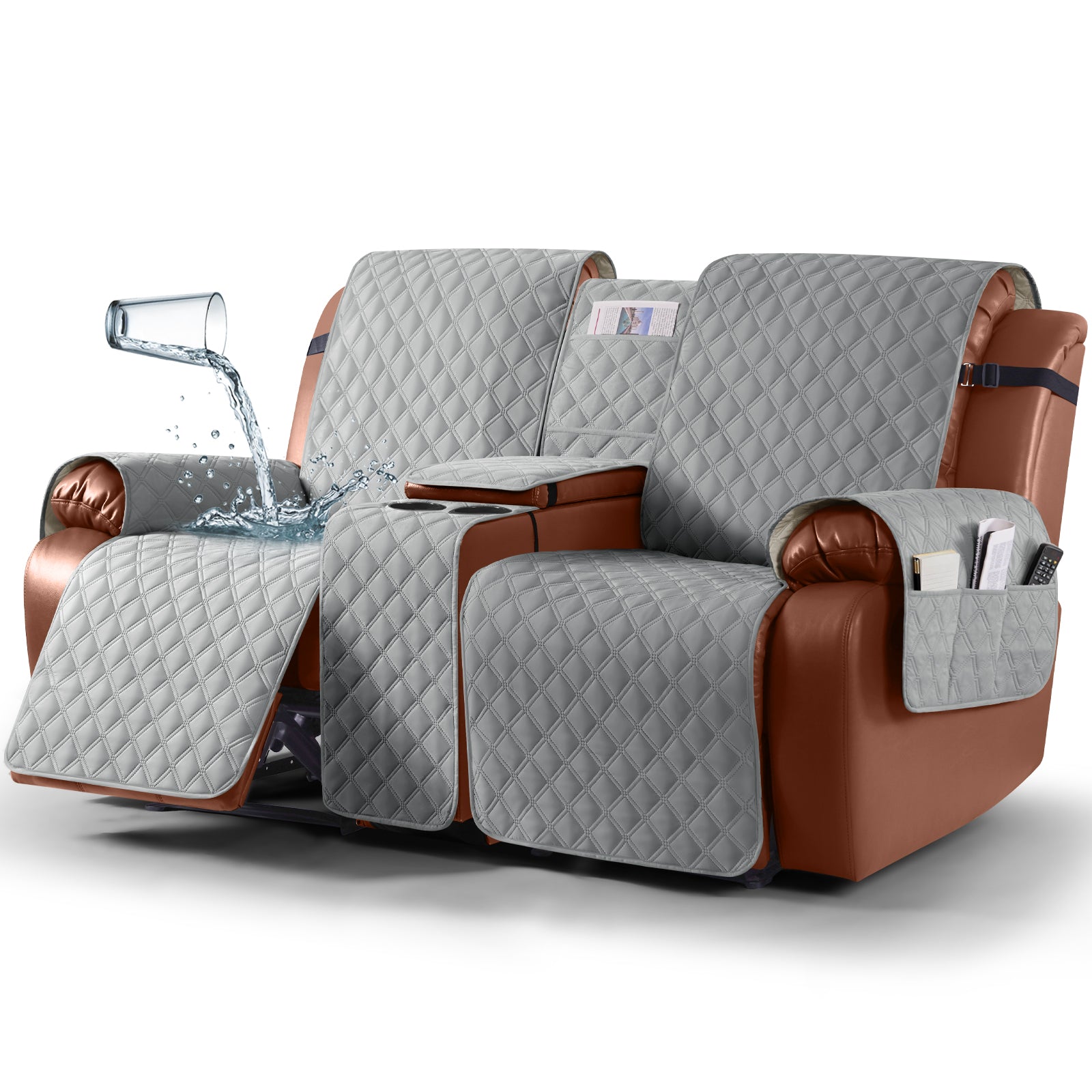 Ruaozz Waterproof Loveseat Recliner Covers with Console