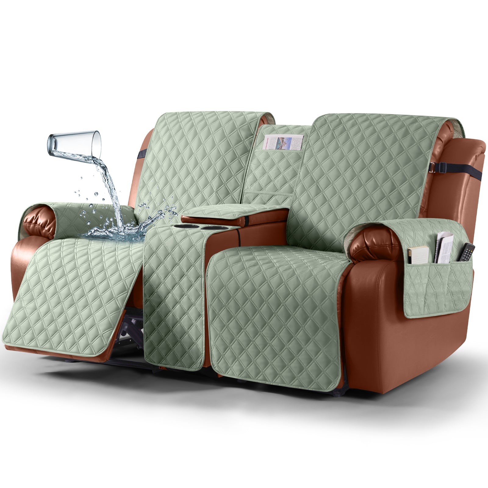 Ruaozz Waterproof Loveseat Recliner Covers with Console