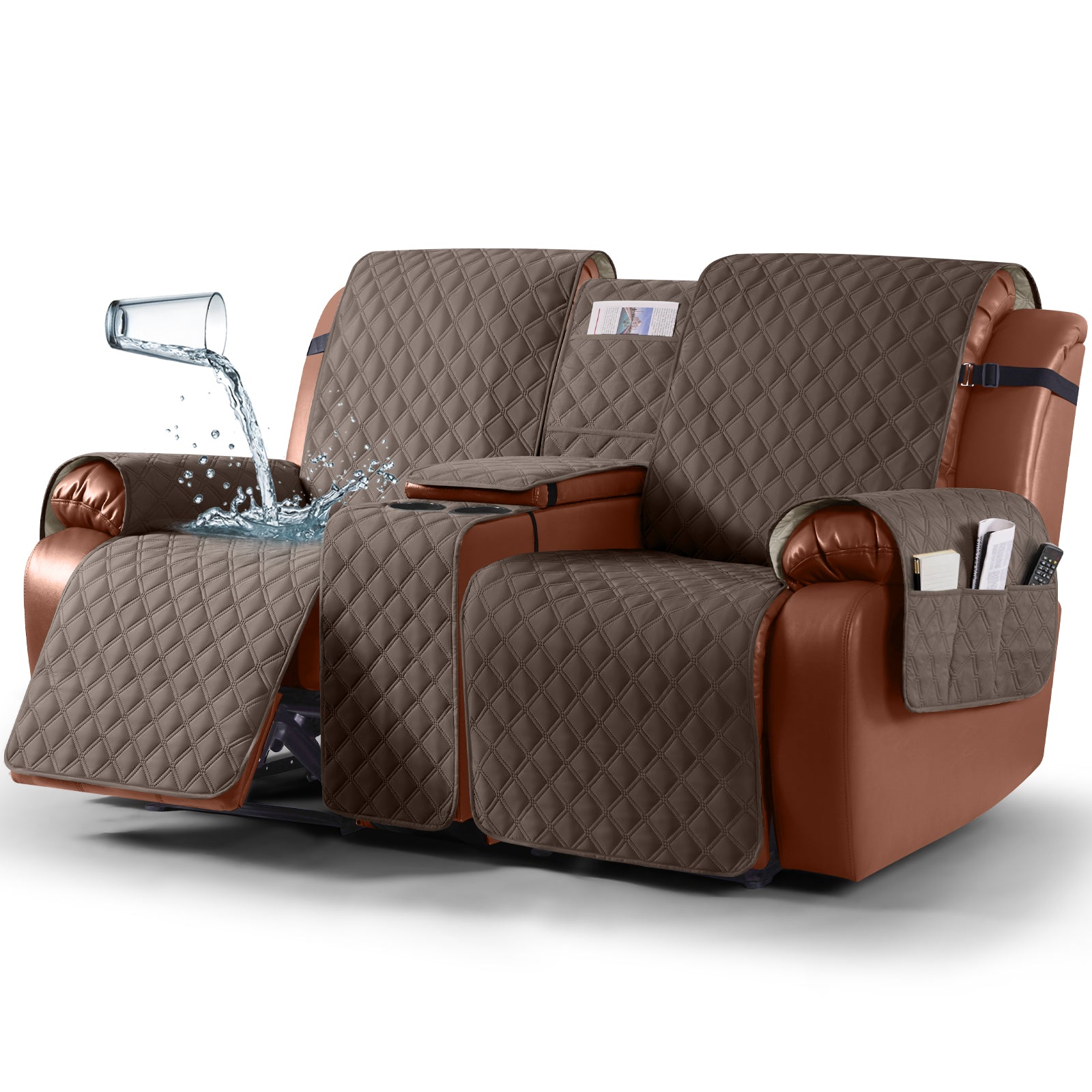 Ruaozz Waterproof Loveseat Recliner Covers with Console