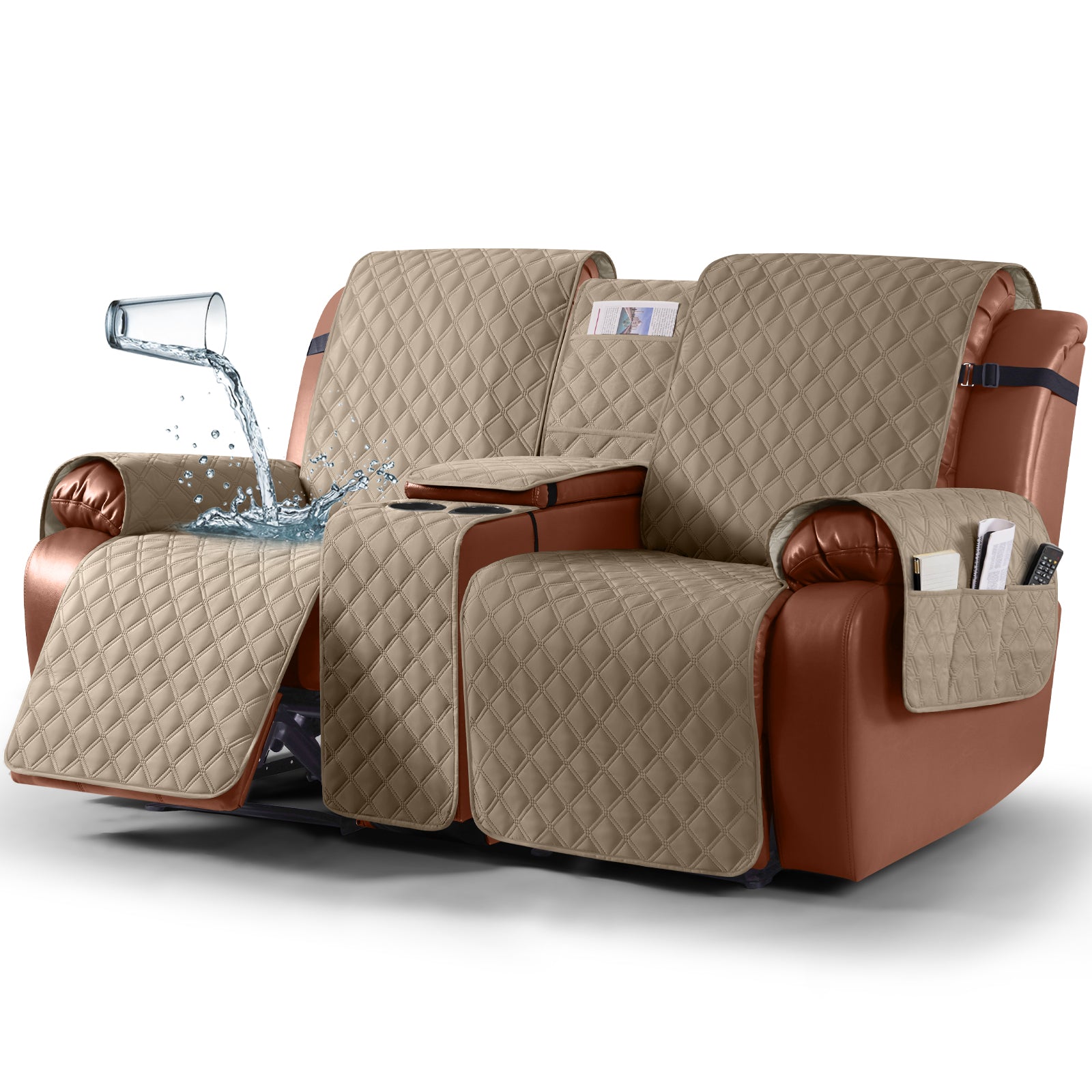 Ruaozz Waterproof Loveseat Recliner Covers with Console