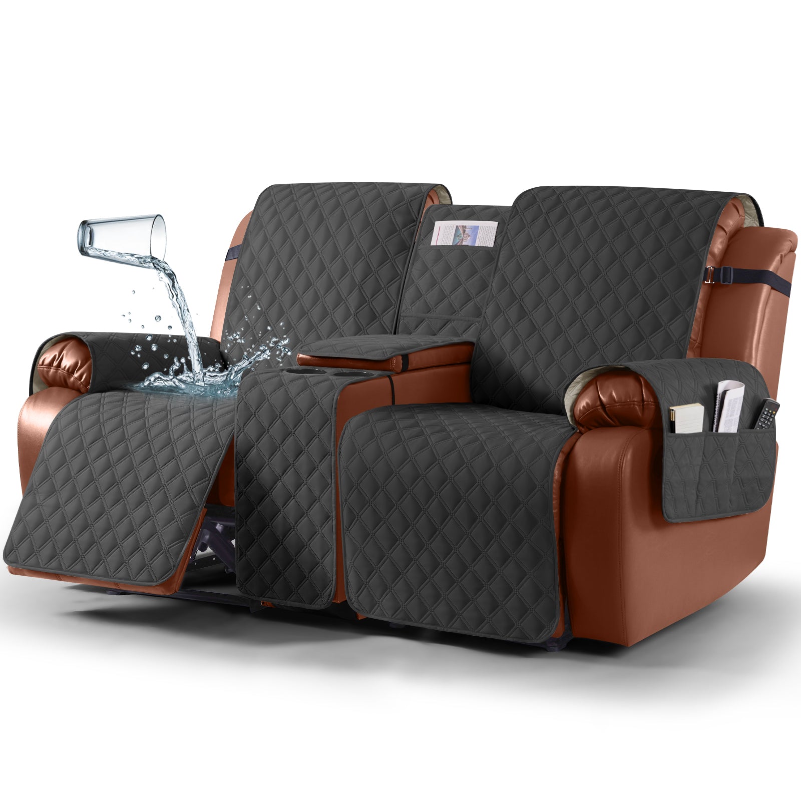 Ruaozz Waterproof Loveseat Recliner Covers with Console