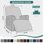 Ruaozz 3 Pieces Recliner Chair Covers Stretch Reclining Chair Slipcover, 1 Seat/ XL 1 Seat