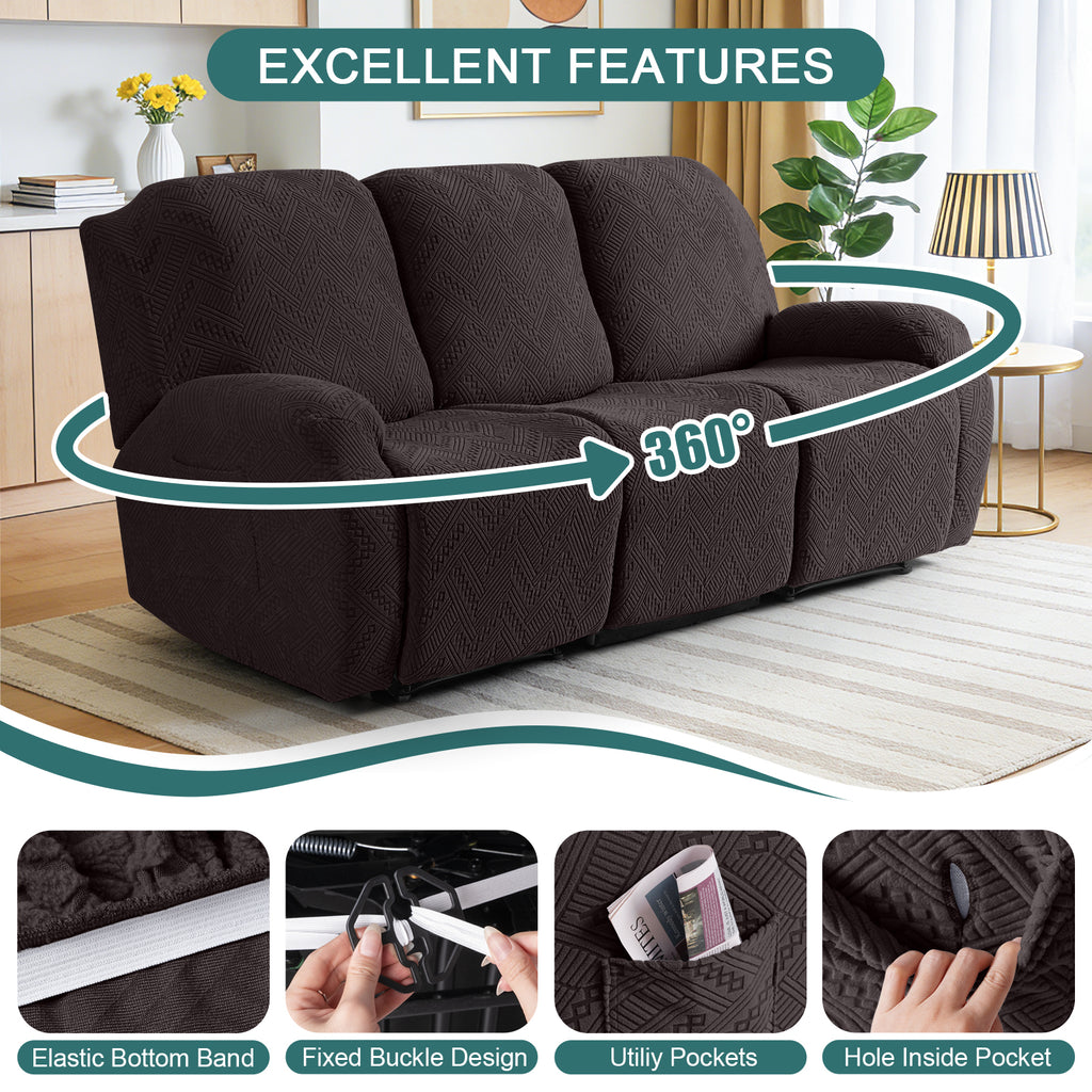 Ruaozz Stretch Recliner Sofa Covers 2 Seat/ XL 2 Seat/ 3 Seat