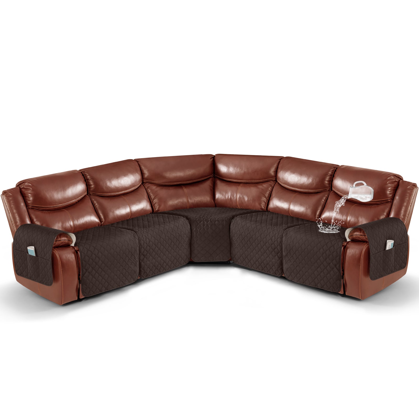 Ruaozz Waterproof Sectional Recliner Couch Covers, 5 Seat/ Corner/ Console/ Single Seat