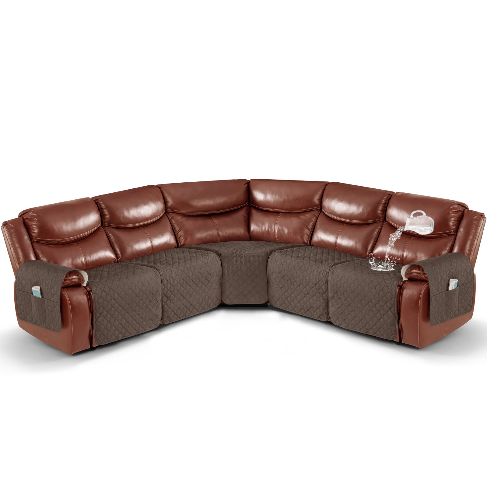 Ruaozz Waterproof Sectional Recliner Couch Covers, 5 Seat/ Corner/ Console/ Single Seat