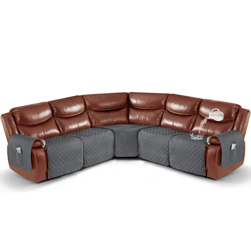 Ruaozz Sectional Recliner Couch Covers, 5 Seat/ Corner/ Console/ Single Seat