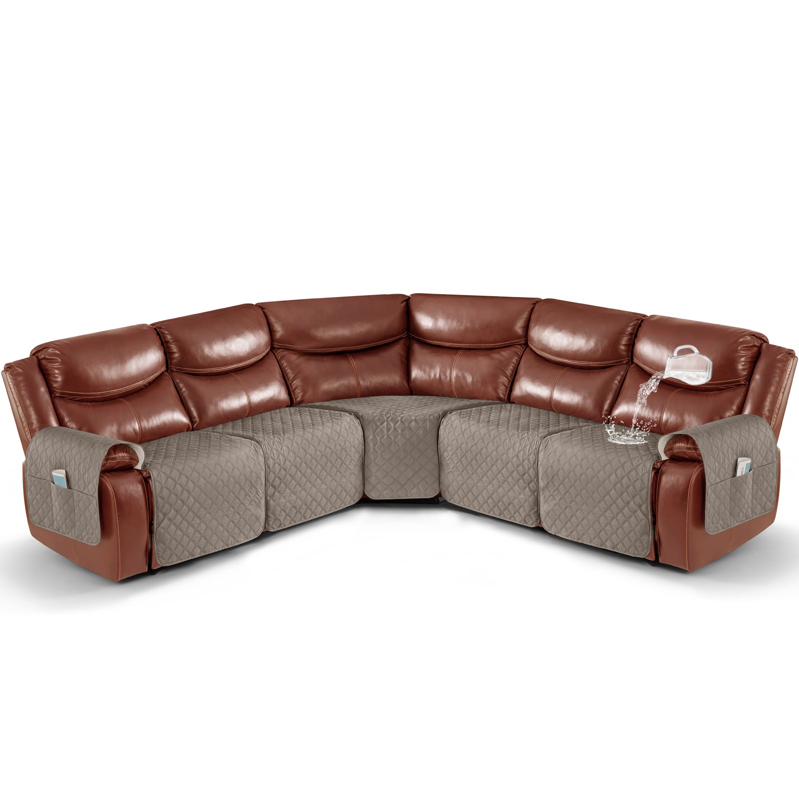 Ruaozz Waterproof Sectional Recliner Couch Covers, 5 Seat/ Corner/ Console/ Single Seat
