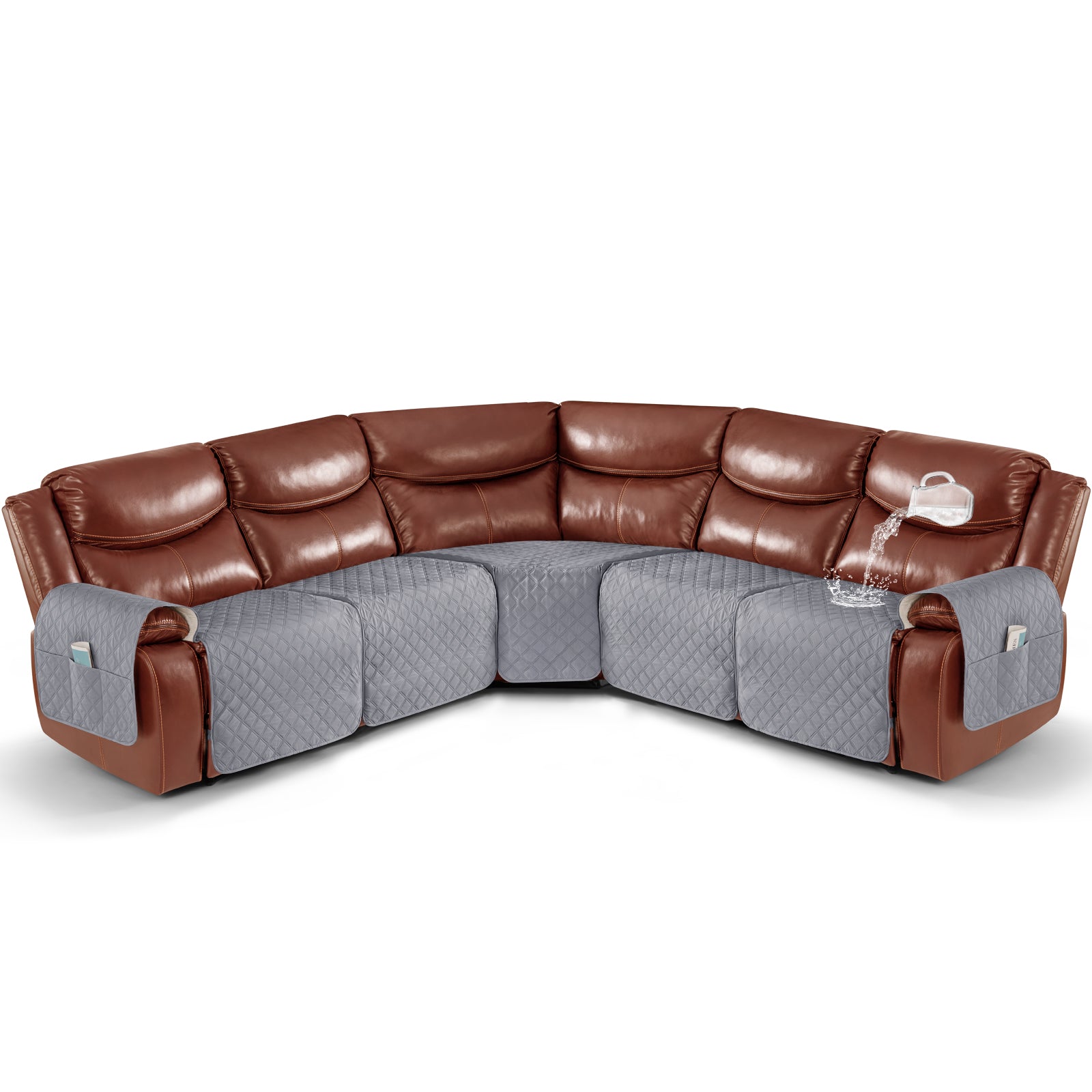 Ruaozz Waterproof Sectional Recliner Couch Covers, 5 Seat/ Corner/ Console/ Single Seat