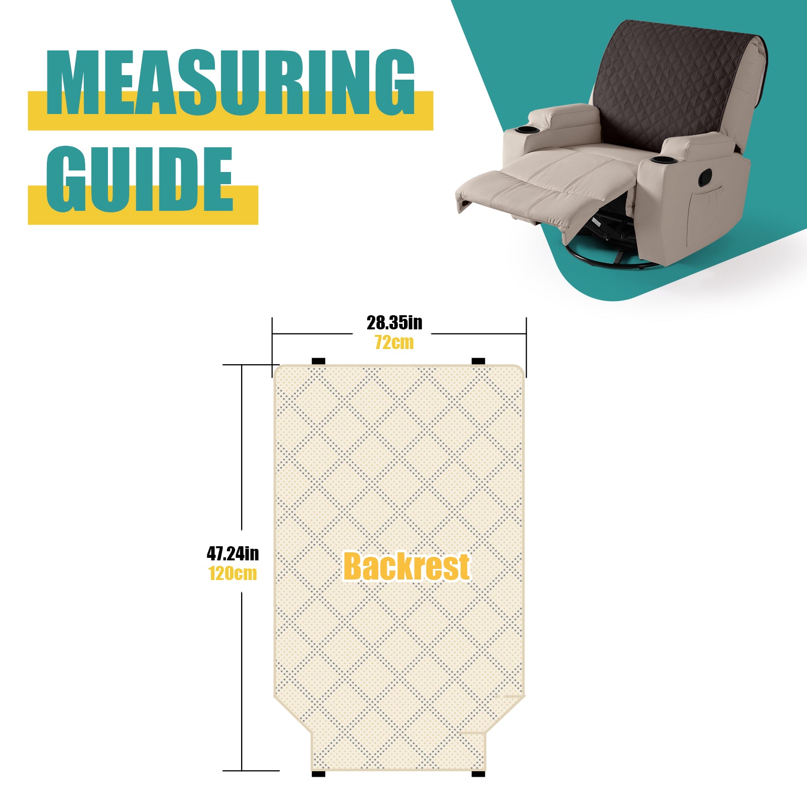 Ruaozz Waterproof Recliner Back Cover,28in