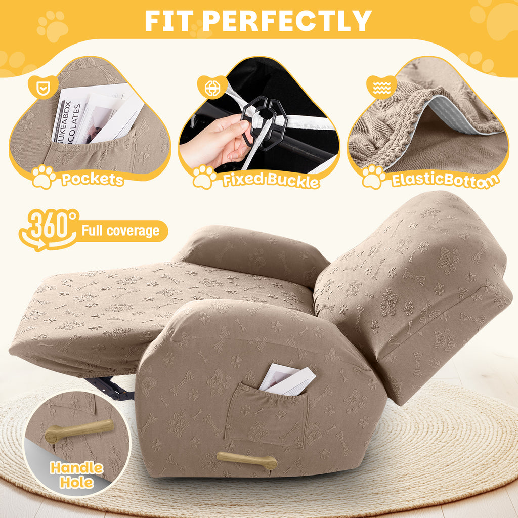 Ruaozz 4-Pieces Recliner Chair Covers Paw Reclining Chair Slipcovers, 1 Seat