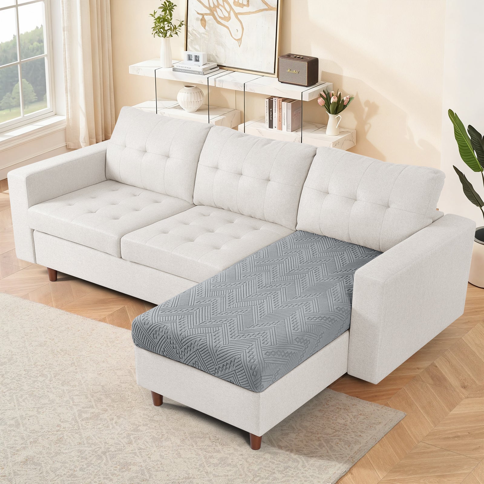 Ruaozz Seational Couch Cushion Covers L Shaped Sofa Covers