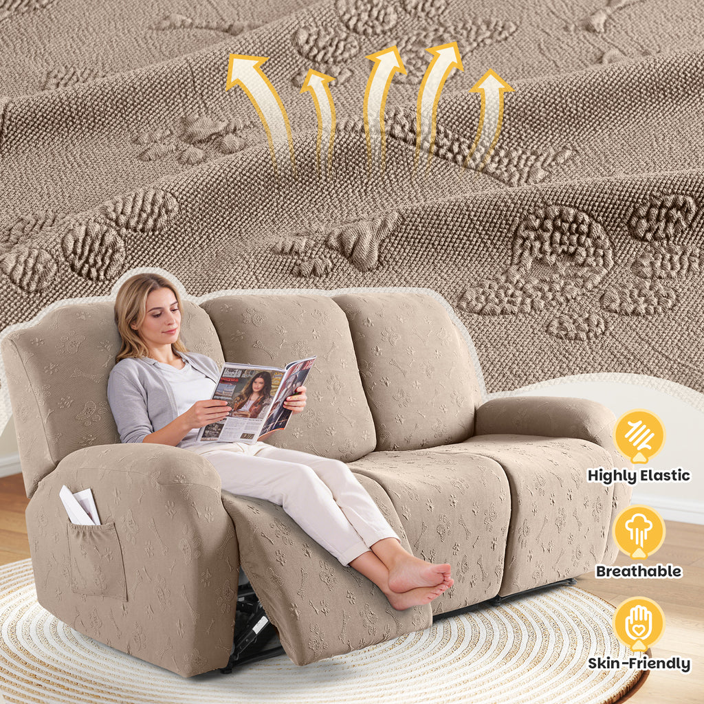 Ruaozz Recliner Sofa Covers Paw Reclining Couch Slipcovers, 2 Seat/3 Seat