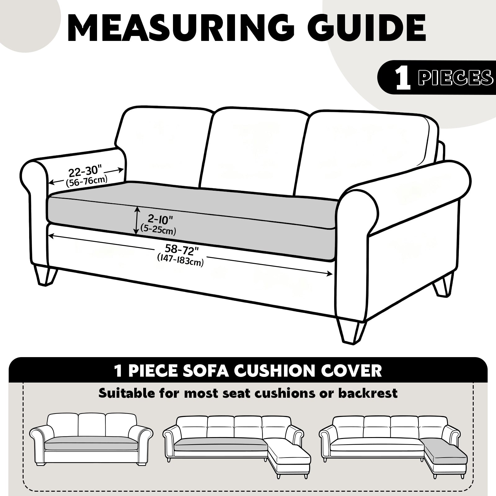 Ruaozz Seational Couch Cushion Covers L Shaped Sofa Covers