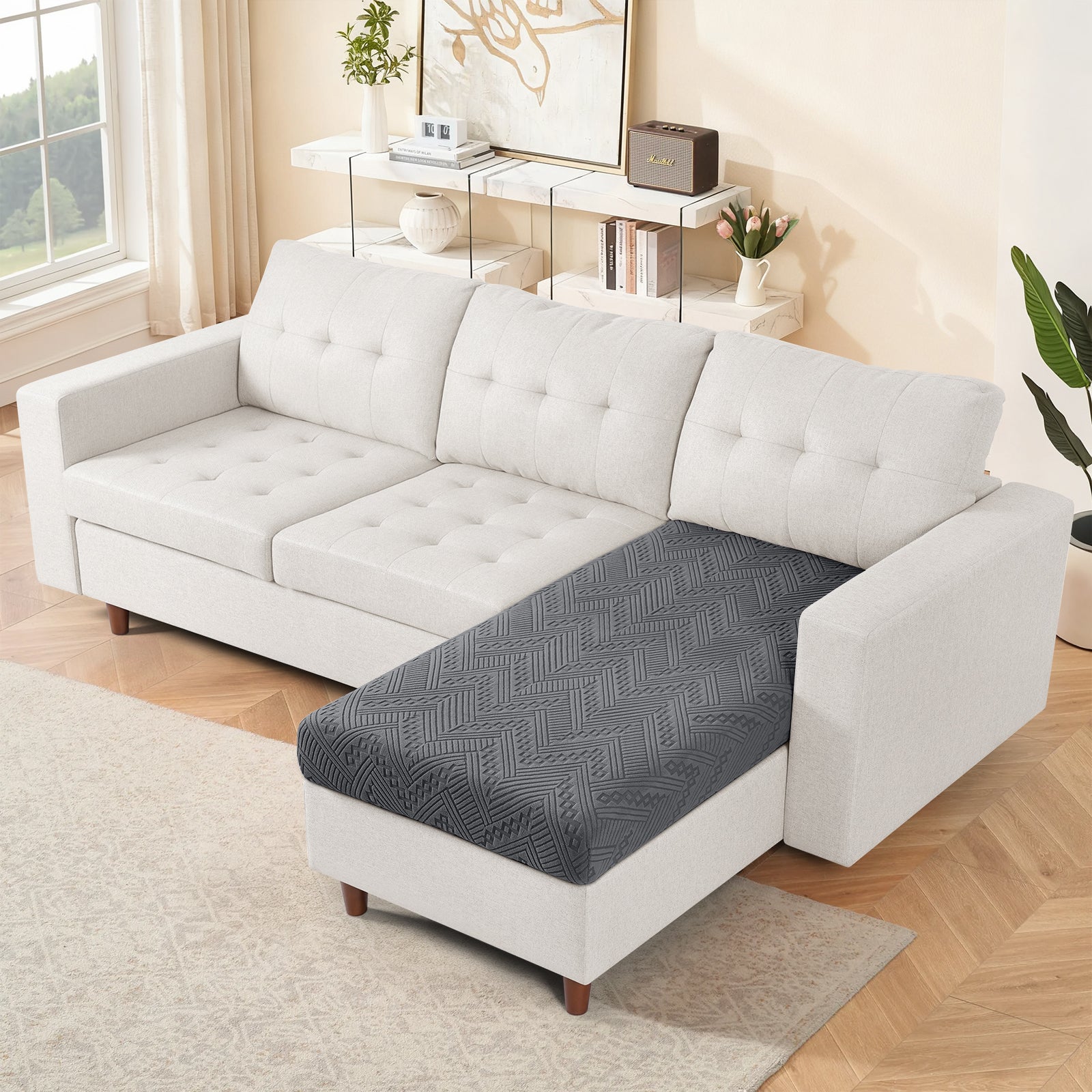 Ruaozz Seational Couch Cushion Covers L Shaped Sofa Covers