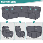 Ruaozz Stretch Sectional Recliner Couch Covers, 5 Seat Recliner/ Single Seat
