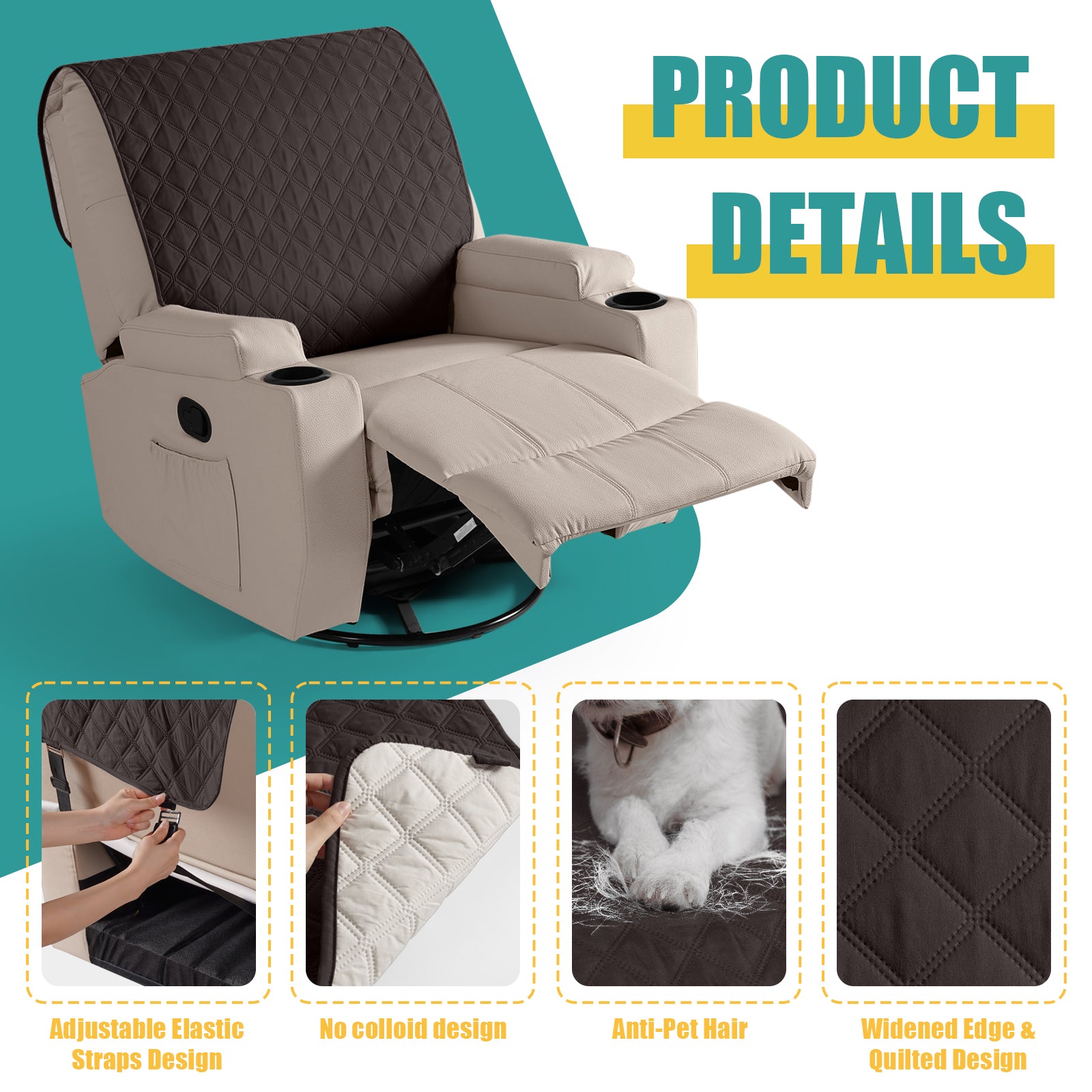 Ruaozz Waterproof Recliner Back Cover,28in