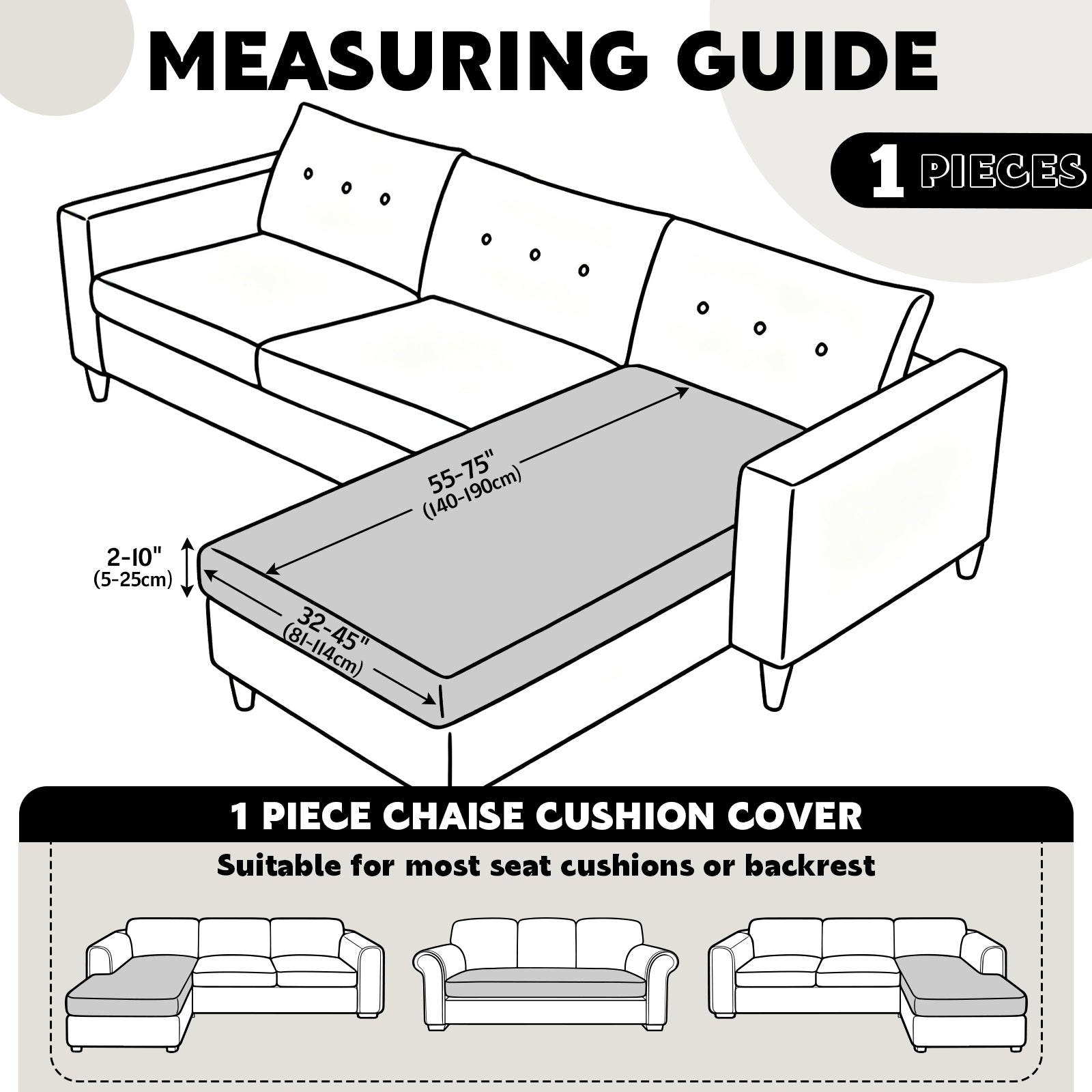 Ruaozz Seational Couch Cushion Covers L Shaped Sofa Covers