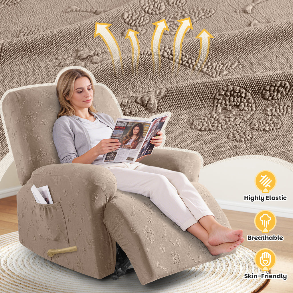 Ruaozz 4-Pieces Recliner Chair Covers Paw Reclining Chair Slipcovers, 1 Seat