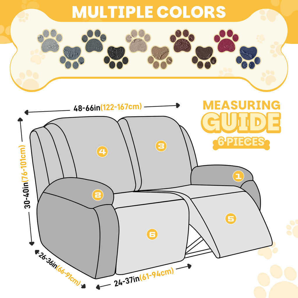 Ruaozz Recliner Sofa Covers Paw Reclining Couch Slipcovers, 2 Seat/3 Seat