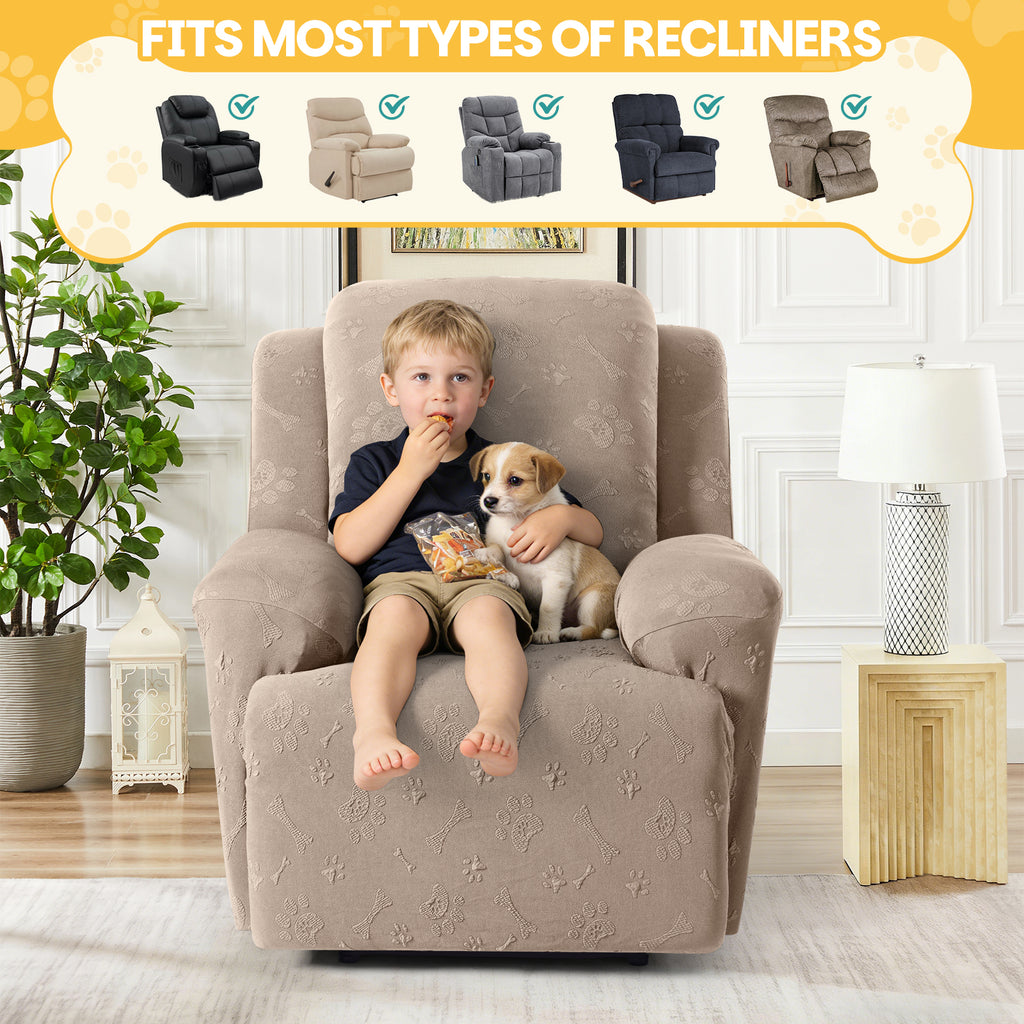 Ruaozz 4-Pieces Recliner Chair Covers Paw Reclining Chair Slipcovers, 1 Seat