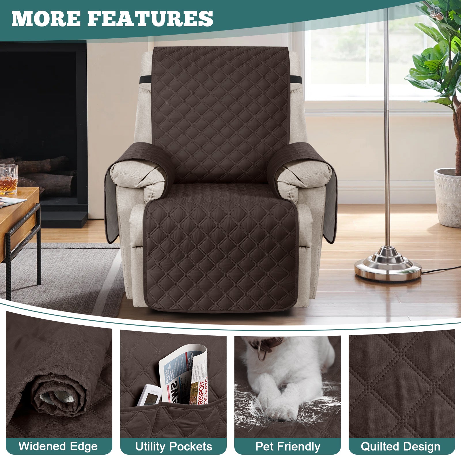 Ruaozz Waterproof Recliner Chair Covers,23/25/28/30 in